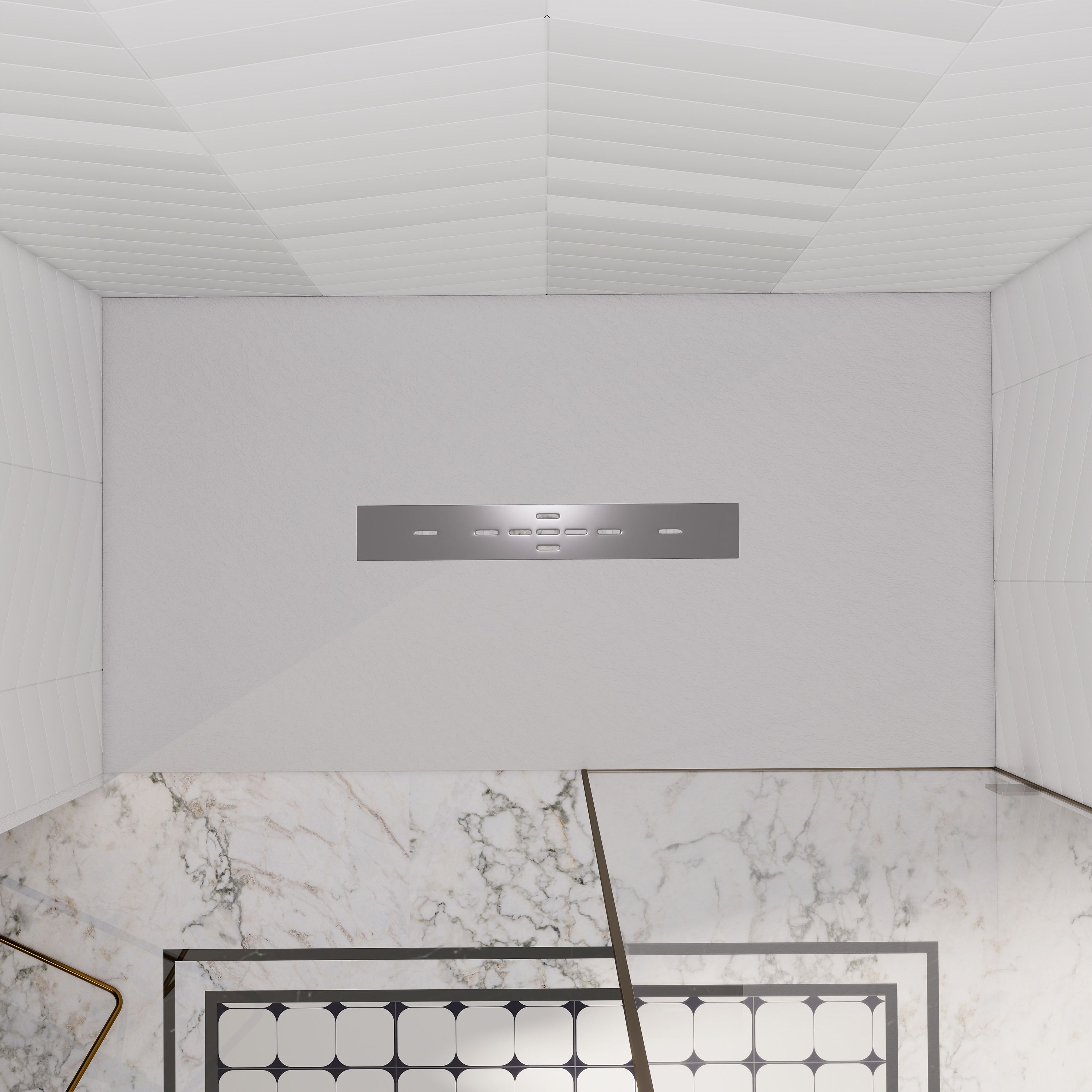 Durable SMC Composite Shower Base Pan with Center Drain in Black & White