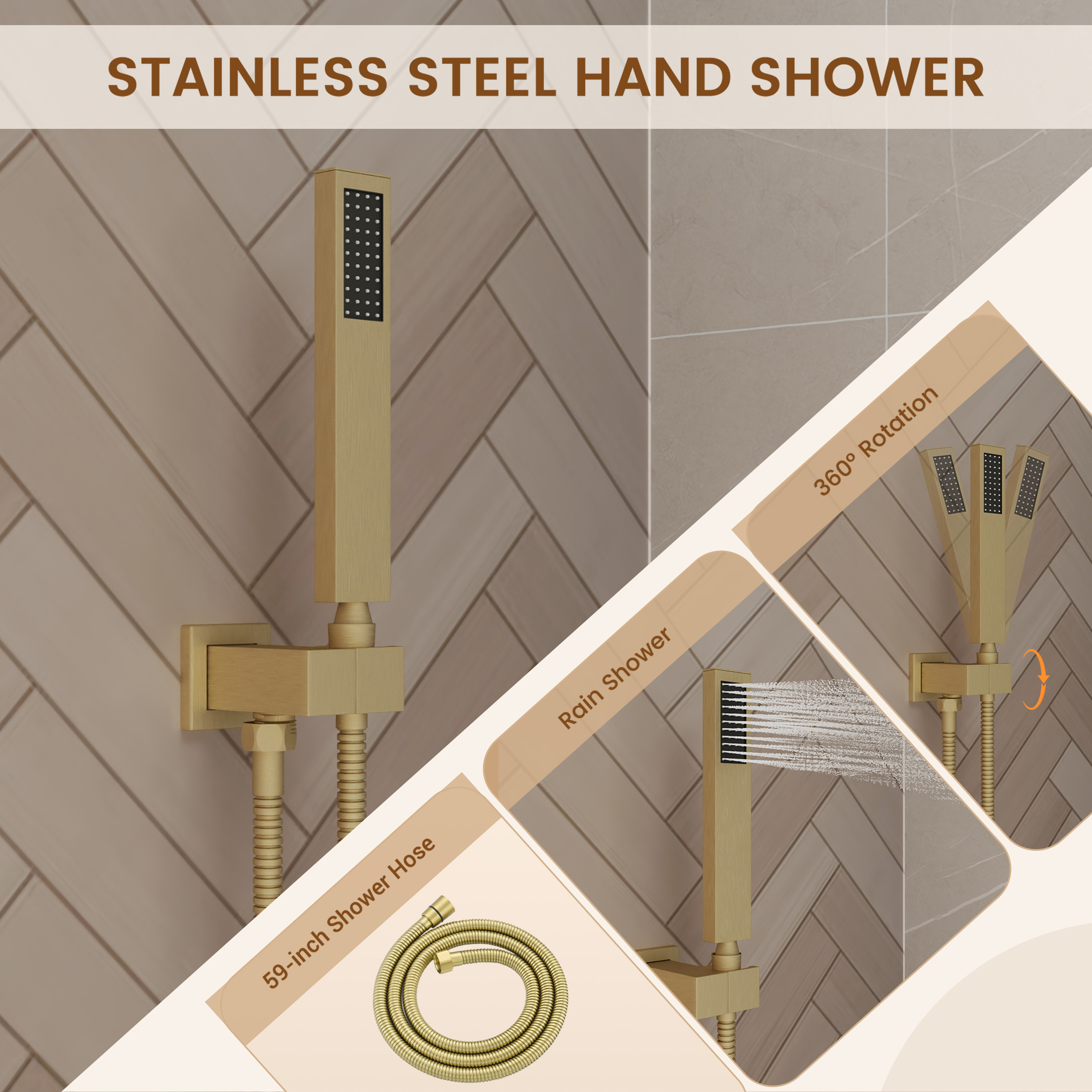 12" 4-Function Dual Shower Head System with Tub Spout