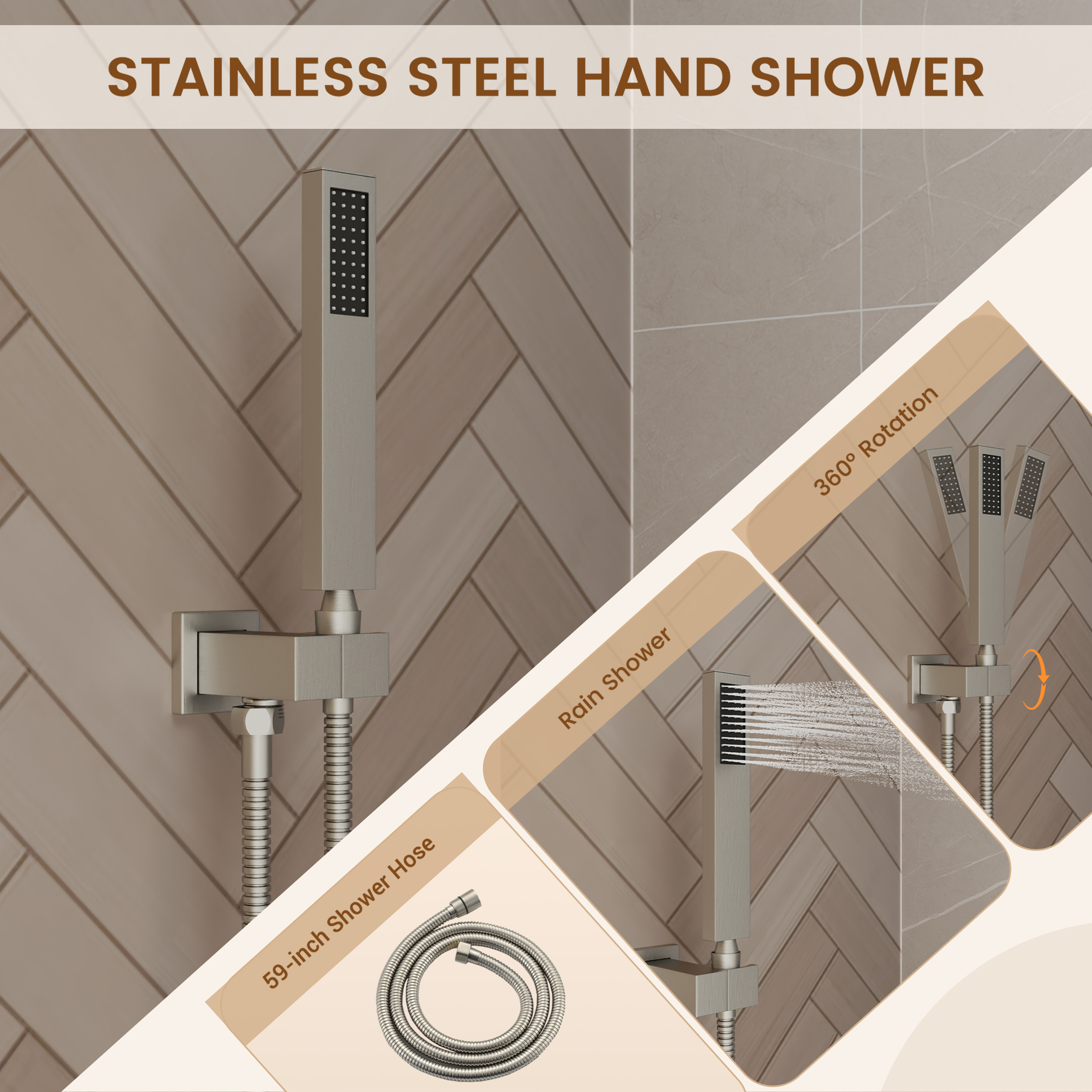 12" 4-Function Dual Shower Head System with Tub Spout