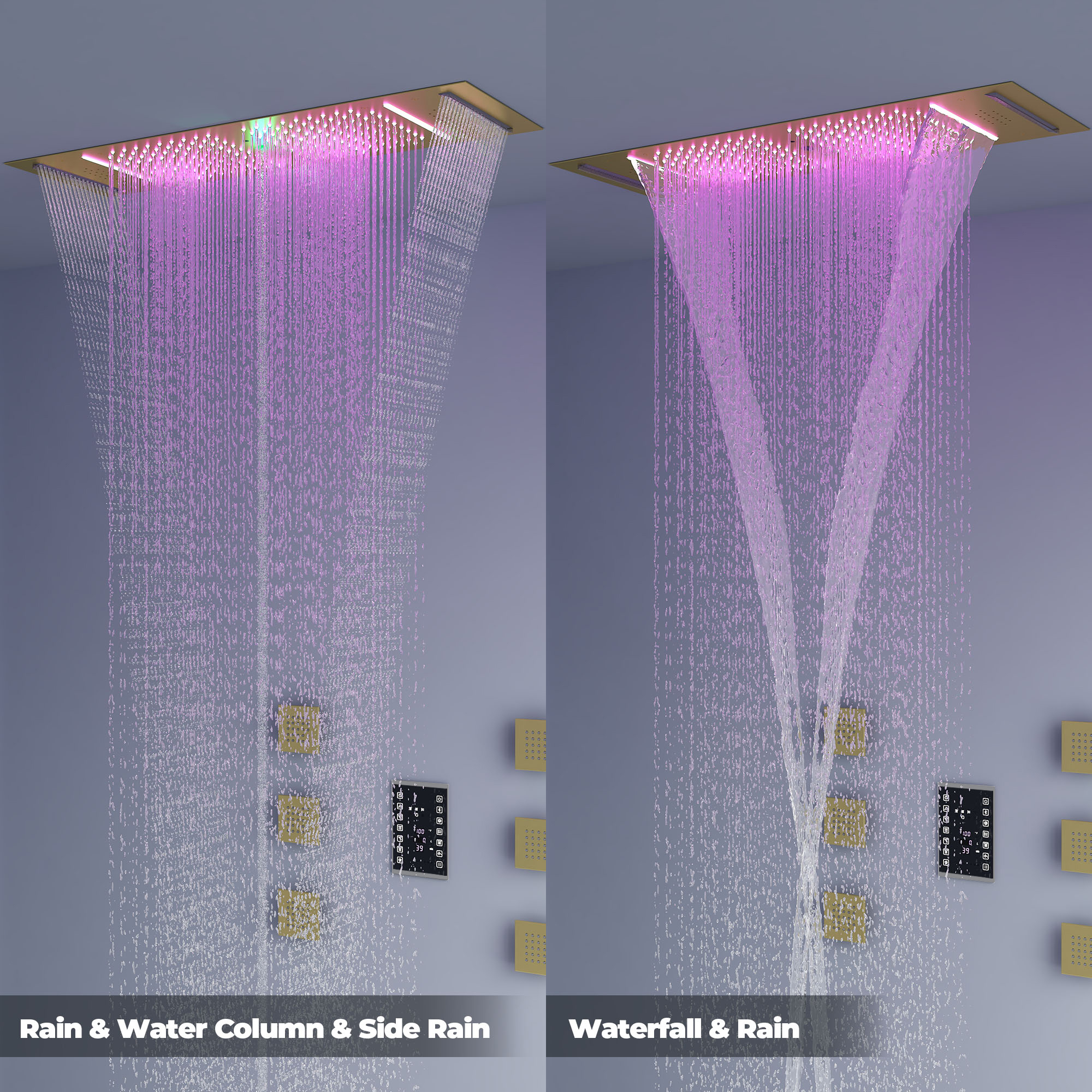 35" x 12" 6-Function Thermostatic Shower System with Digital Touch Screen & LED Lights