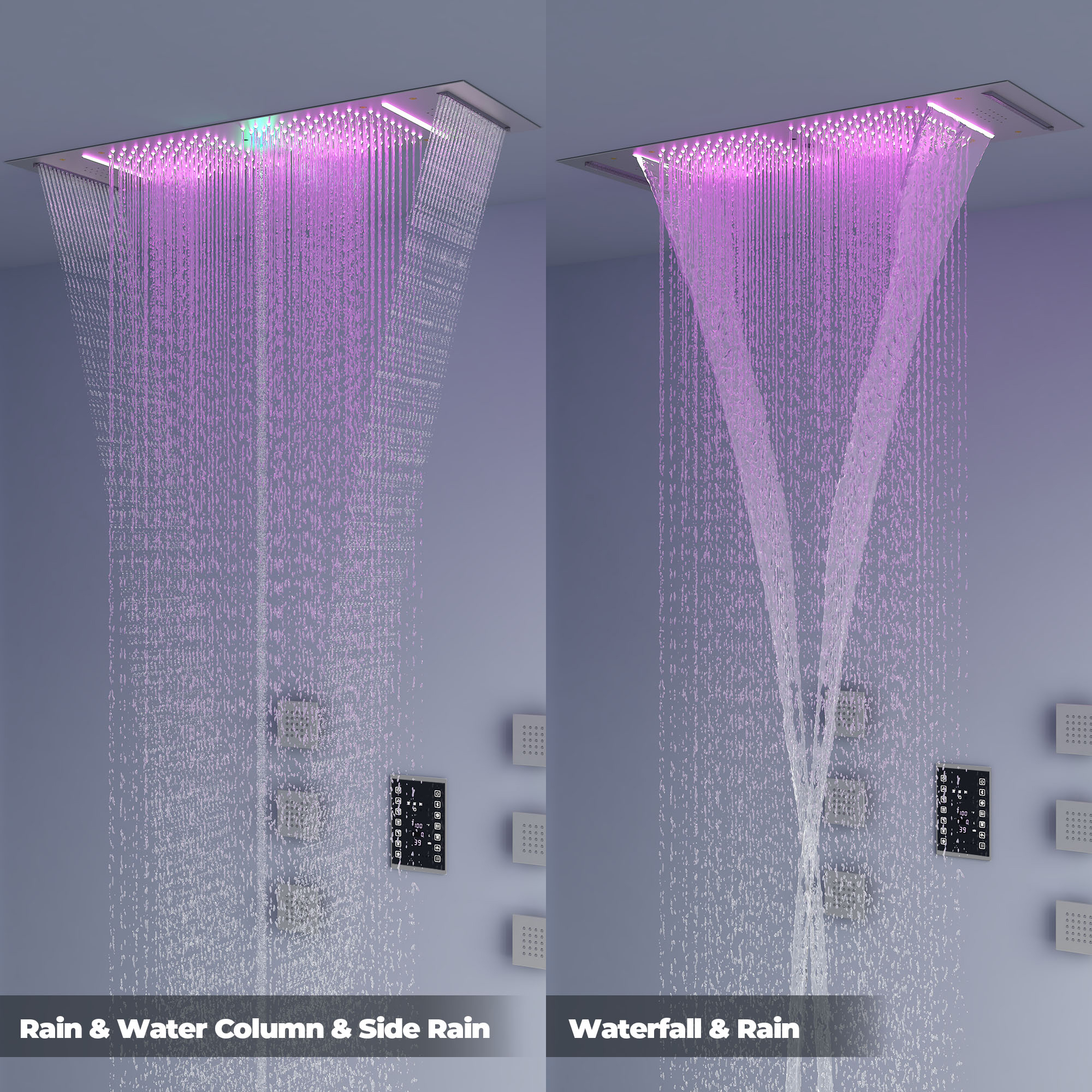 35" x 12" 6-Function Thermostatic Shower System with Digital Touch Screen & LED Lights