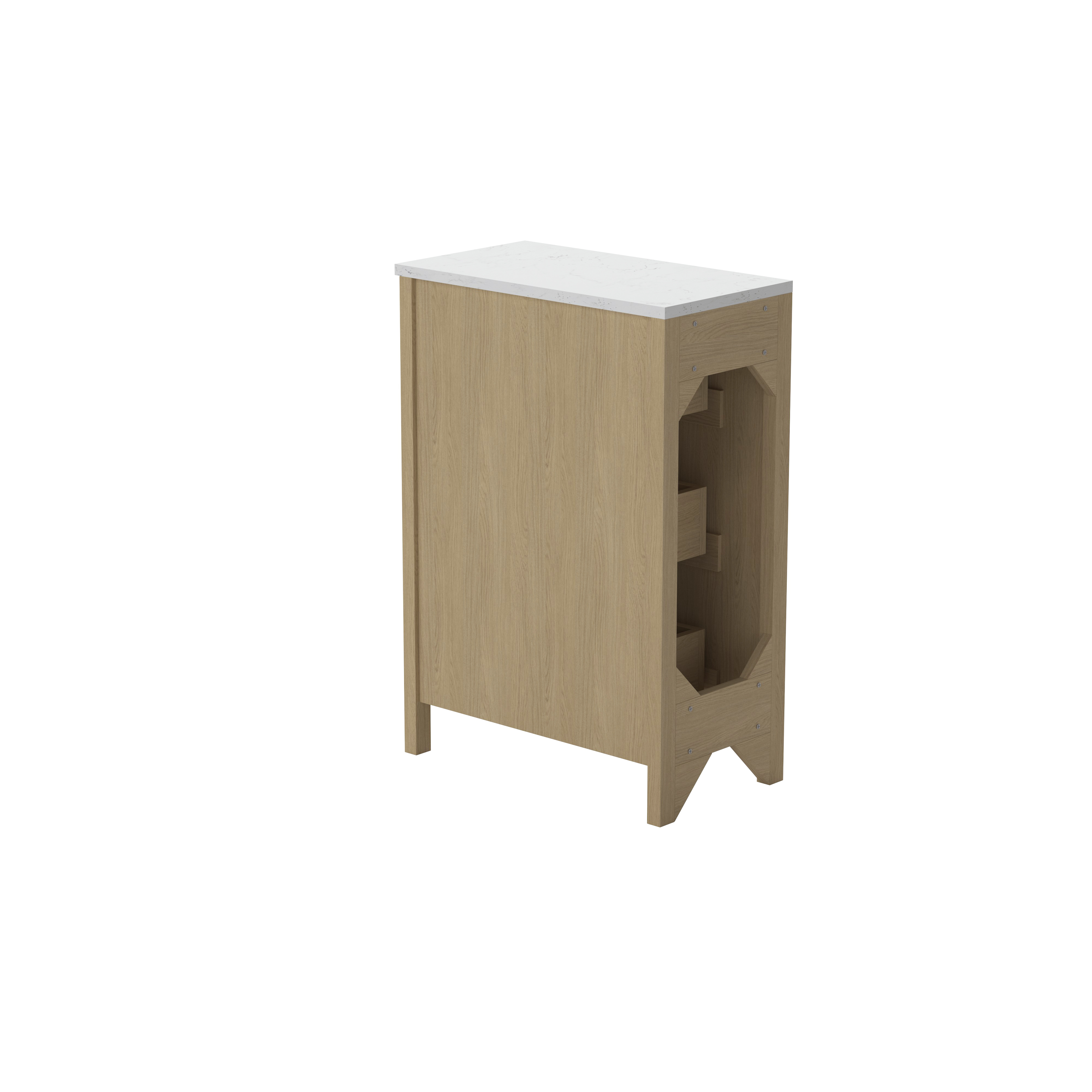 12" Corner Bathroom Vanity with Light Natural Wood & 3 Drawers