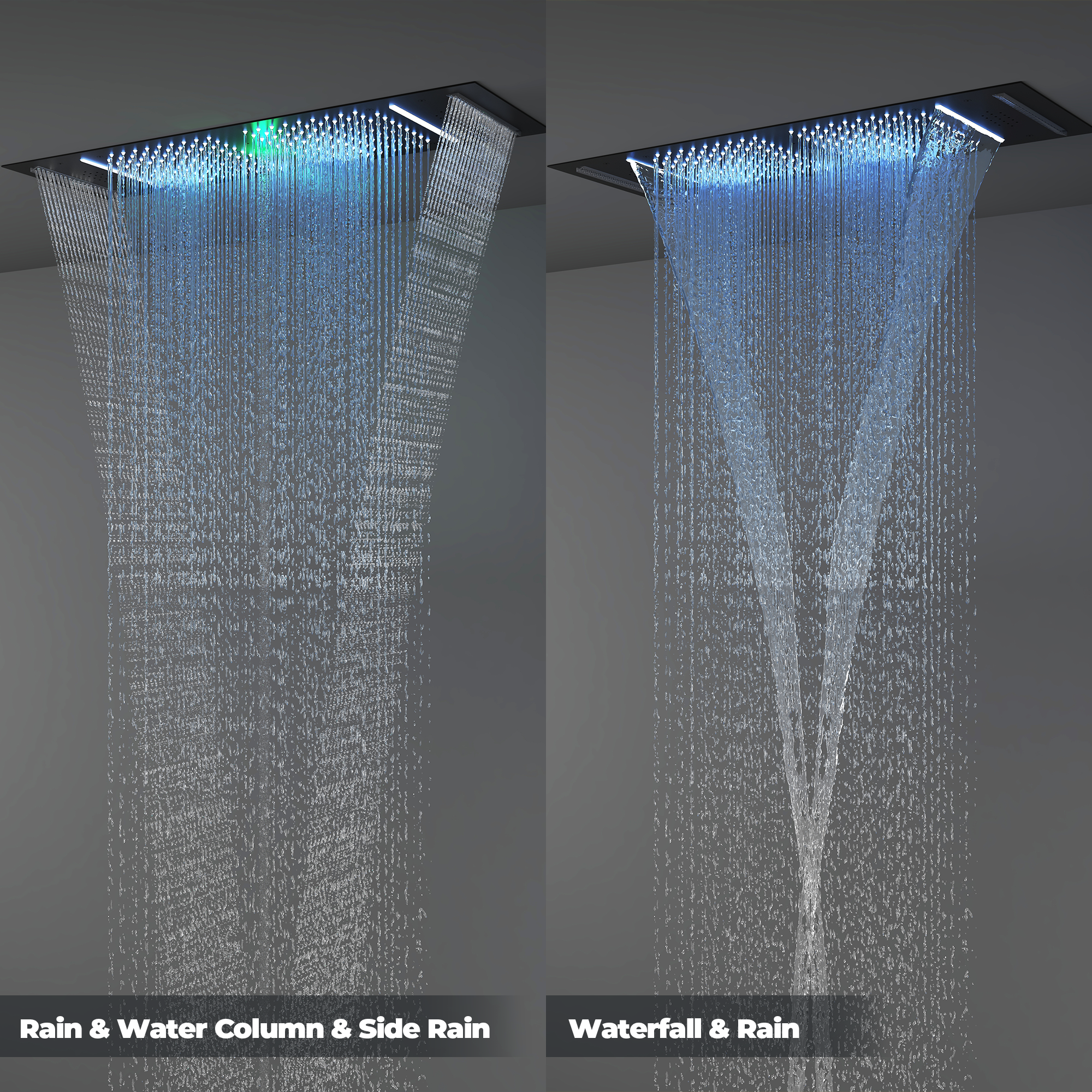 35*12 inch 6-Function Thermostatic Shower System with Digital Touch Screen & LED Lights