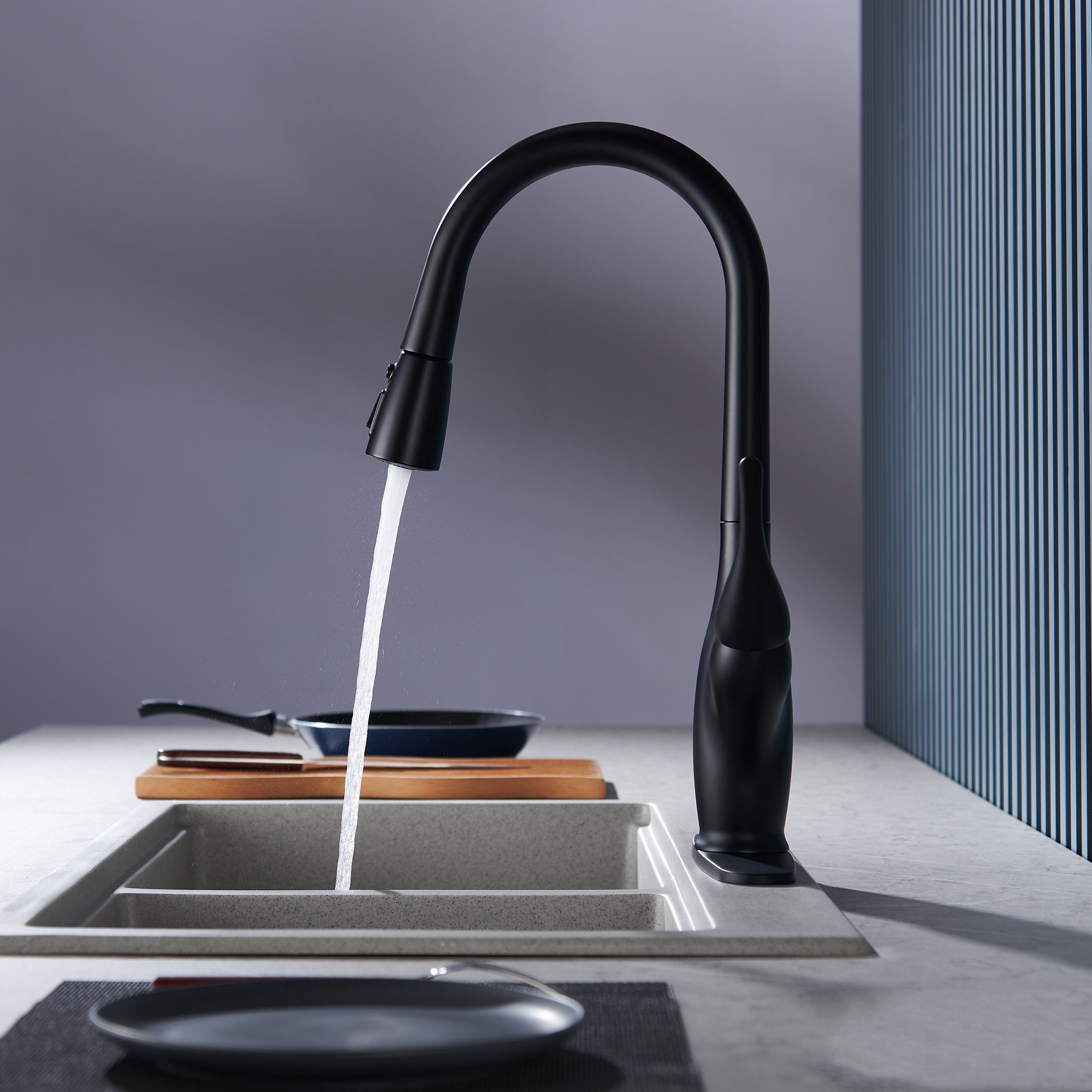 Pull-Down Kitchen Faucet with Dual Function Sprayer 7-Layer Electroplated Finish