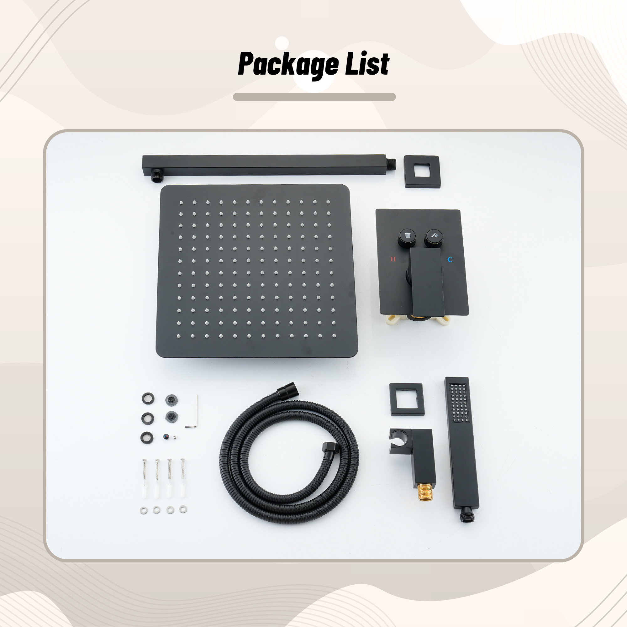 12-Inch Rainfall Shower System with Push Button Pressure Balanced Valve