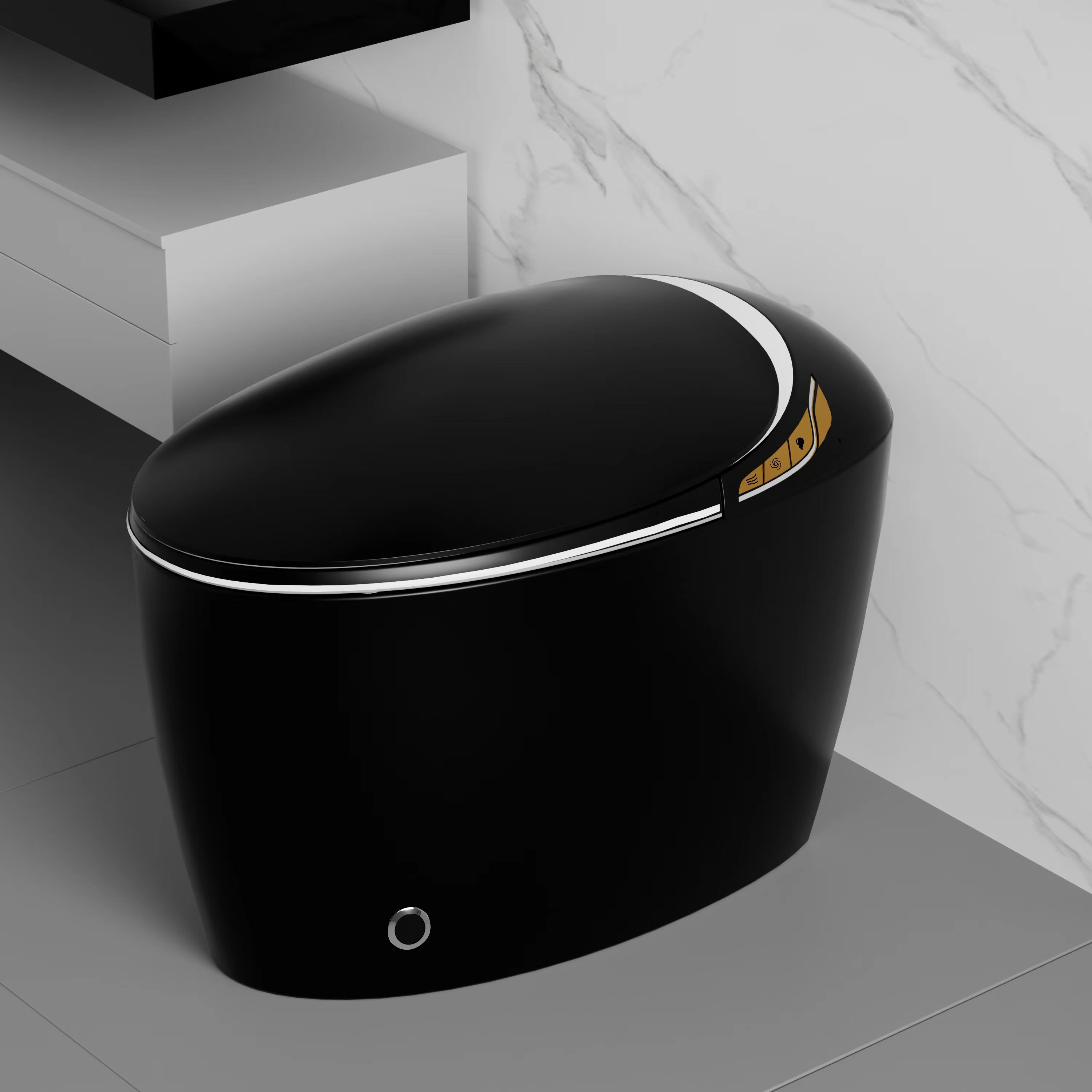 Smart Egg-Shaped Toilet with Built-in Bidet and Soft Ambient Light