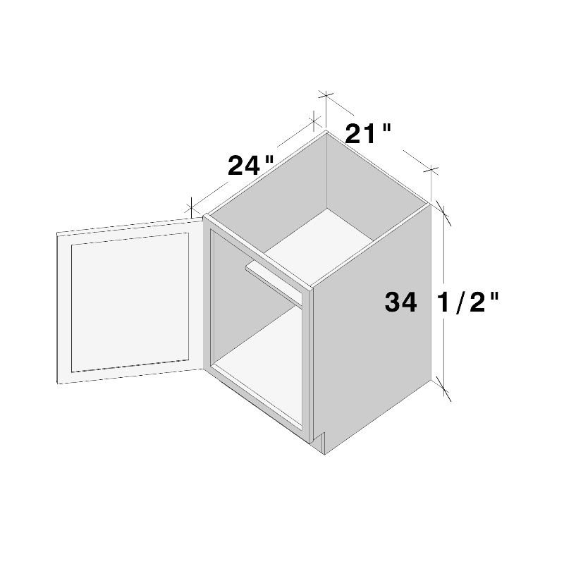 Dove Grey RTA 21"W x 24"D x 34.5"H Full Height Door Base Cabinet with 1 Door