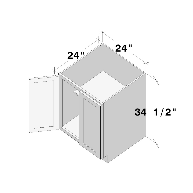 Dove Grey RTA 24"W x 24"D x 34.5"H Full Height Door Base Cabinet with 2 Doors