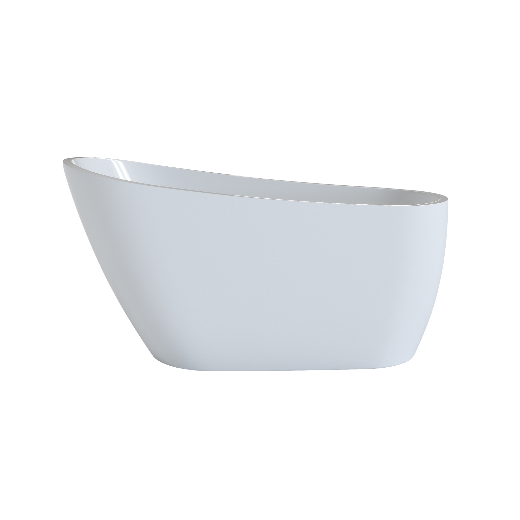 59" Glossy White Acrylic Freestanding Soaking Bathtub with Pop-Up Drain and Integrated Overflow