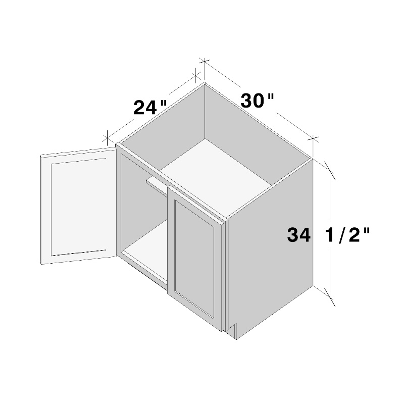 Dove Grey RTA 30"W x 24"D x 34.5"H Full Height Door Base Cabinet with 2 Doors