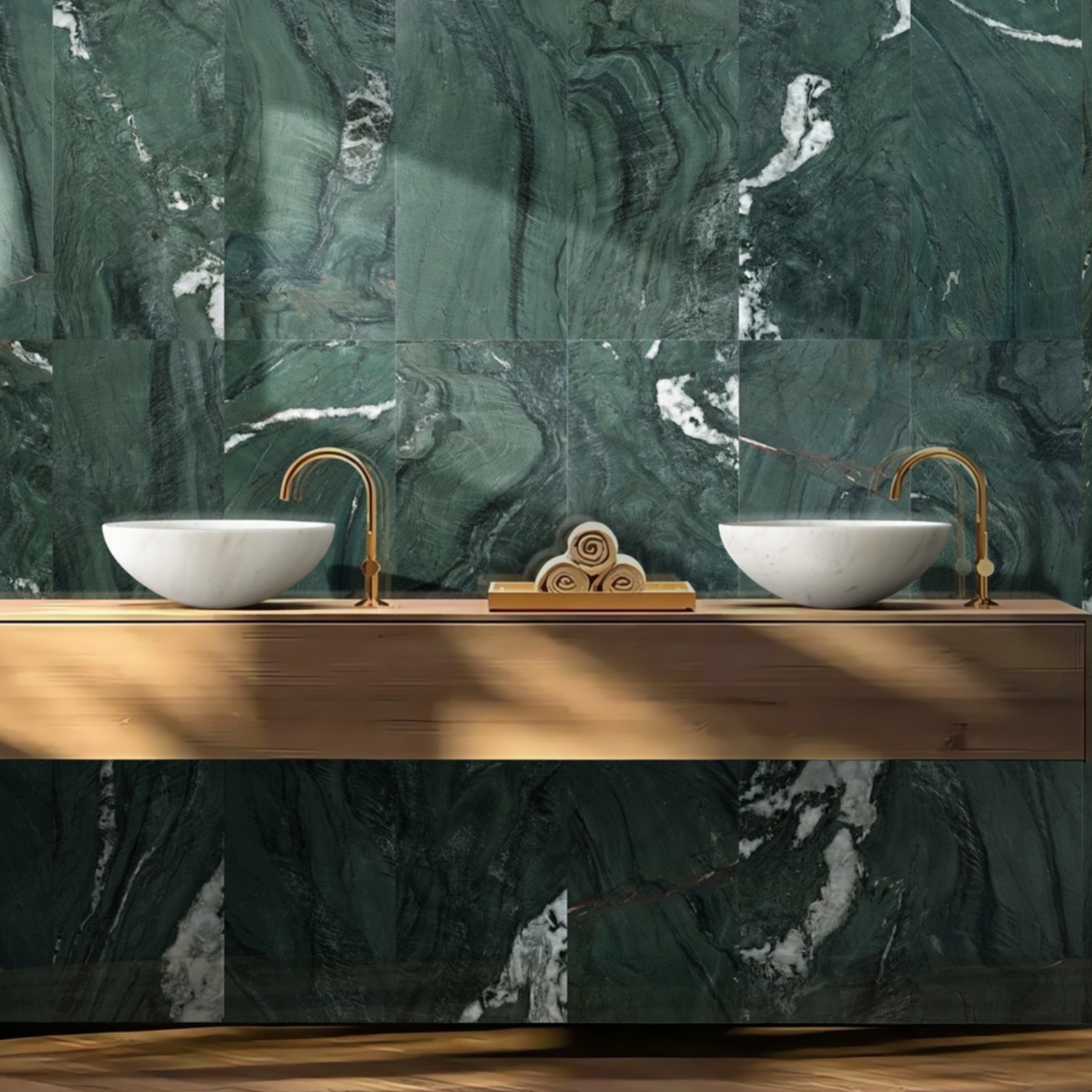 15.7" Polished Natural Marble Round Vessel Sink for Bathroom Countertops in Beige Gold/White Natural/Gray/Green