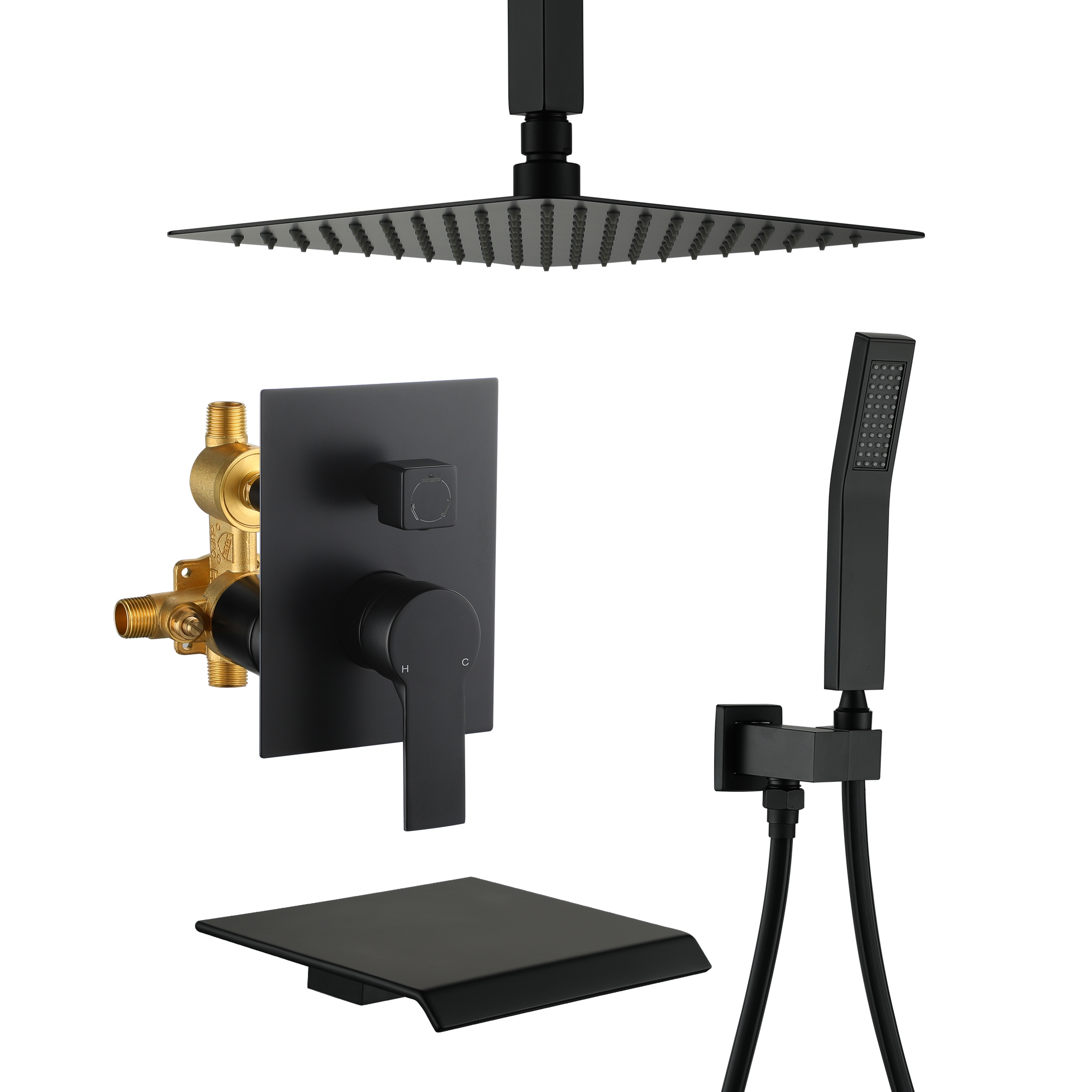 10-inch/12inch 3-Function Shower System With Bathtub Spout
