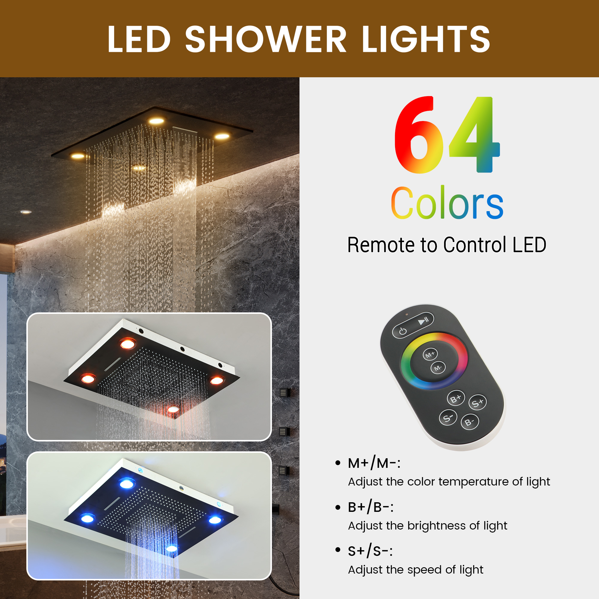32*24-inch Luxury Shower System with Body Jets & LED Lights