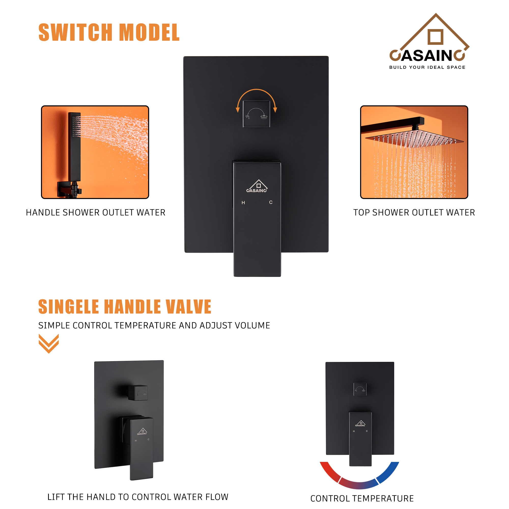 Complete Shower System 1-Spray Patterns with 2.5 GPM 10 in. Wall Mount Dual Shower Heads in Matte Black