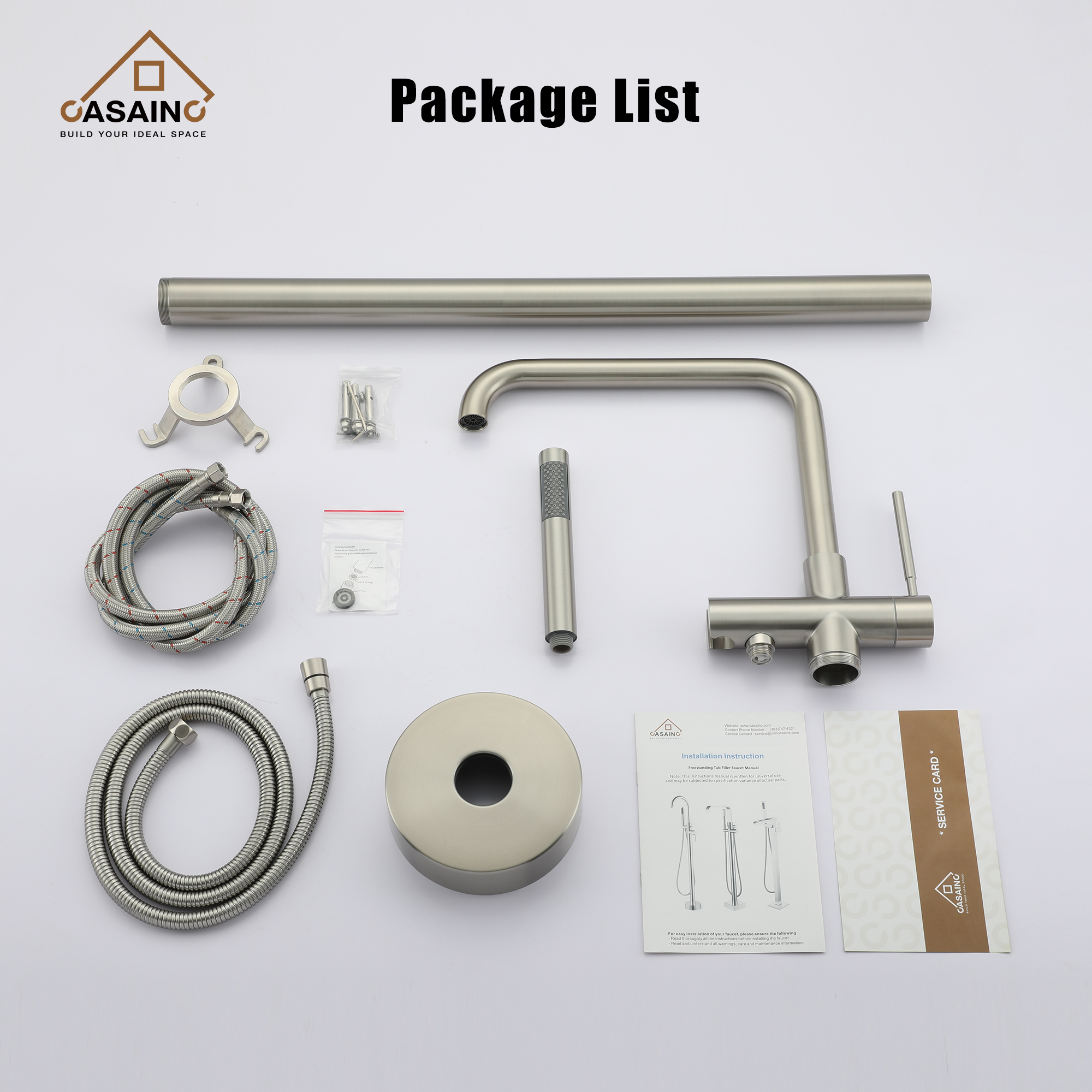 CASAINC Freestanding Bathroom Bathtub Faucet with Hand Shower