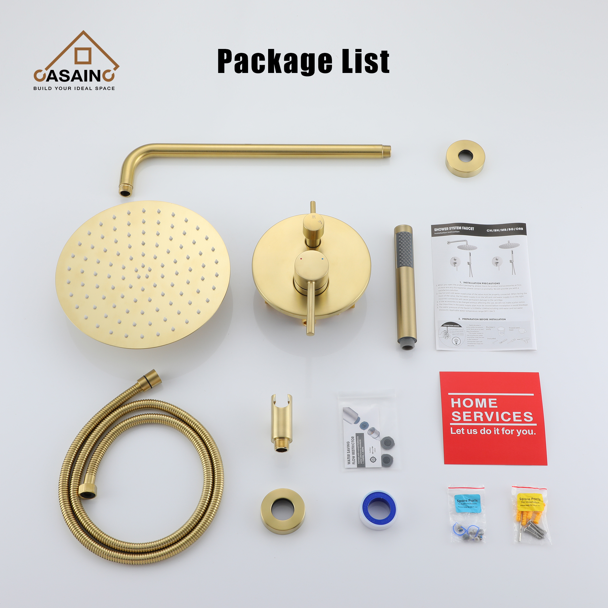 10" Round Wall-Mounted Rain Shower System with Hand Shower