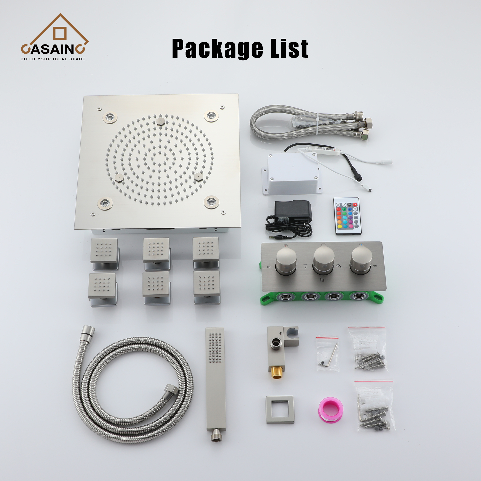 12.59" Flush-Mounted 3-Function Shower System with LED Lights