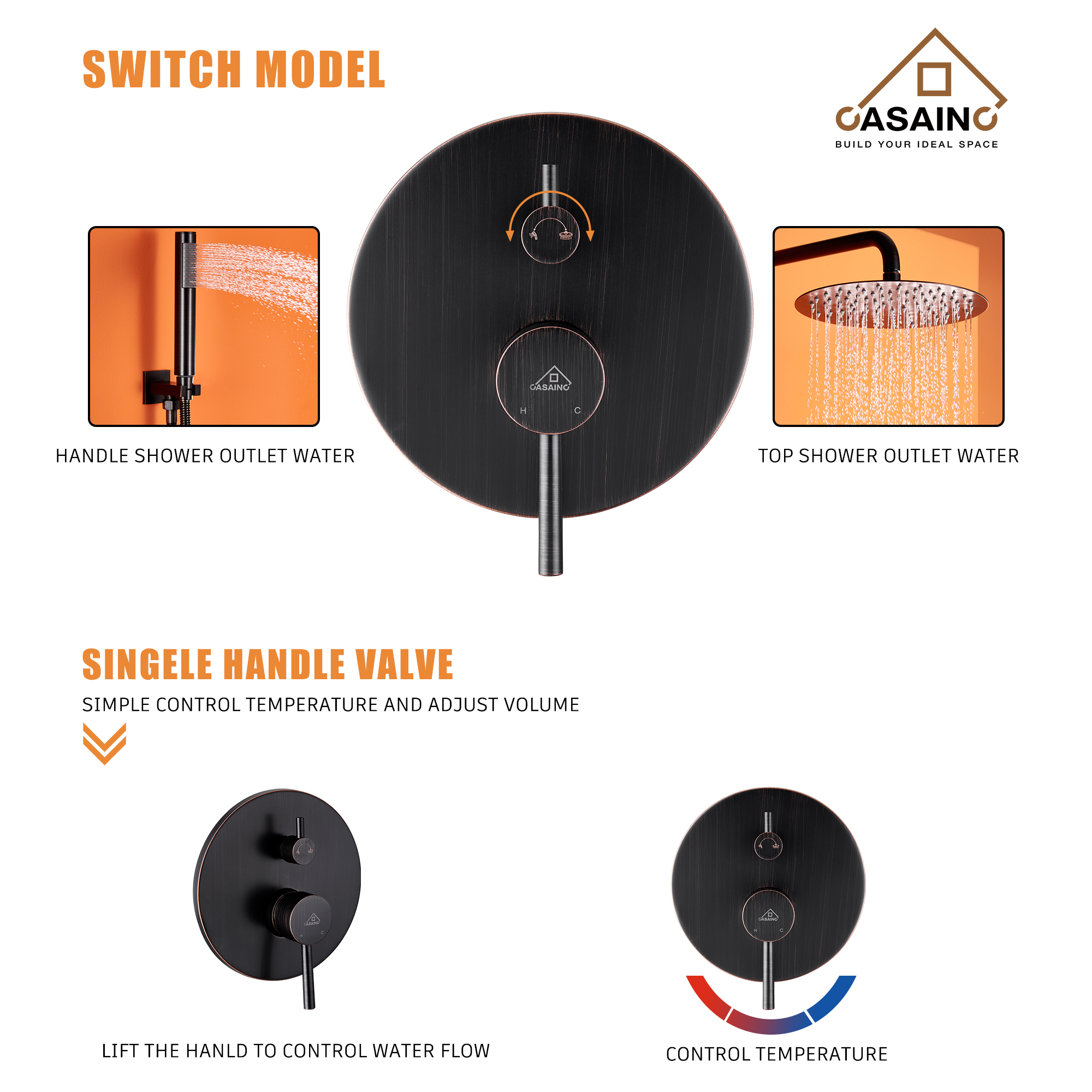 1-Spray Patterns 10 in. Wall Mount Dual Shower Heads in Oil Rubbed Bronze (Valve Included)