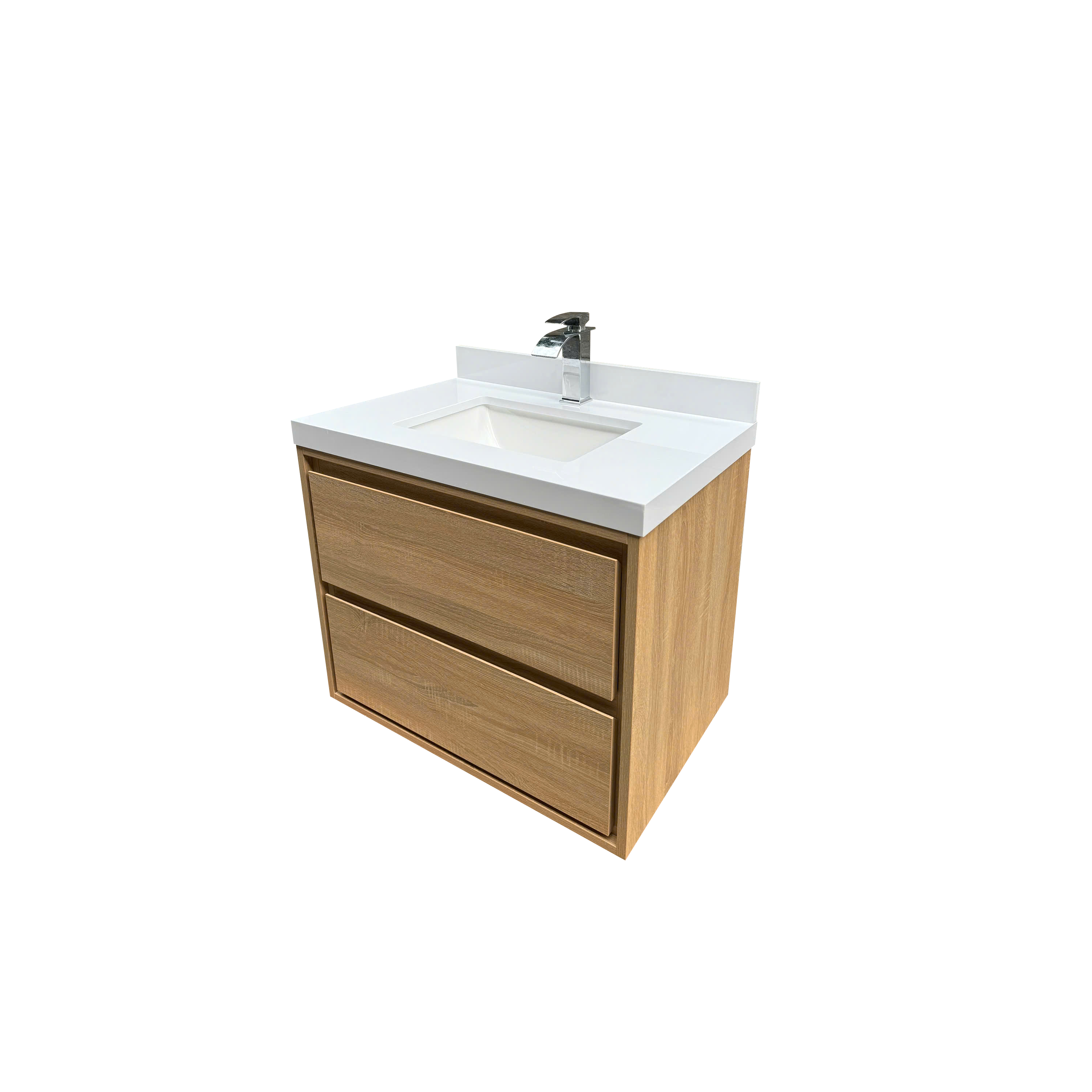 30" Wall-mount Single Sink Bathroom Vanity with Marble Top