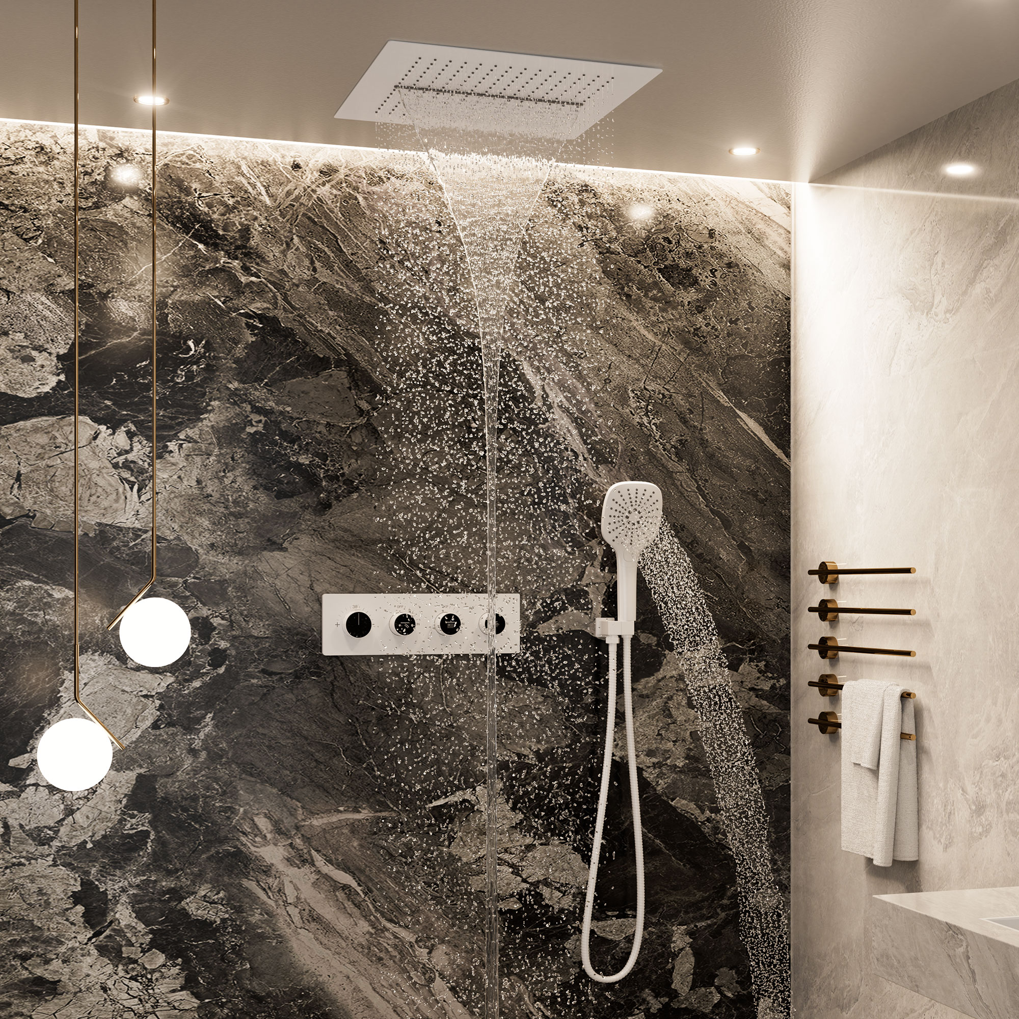 16'' Concealed Multi-Function Shower System 3-Spray Modes Showerhead