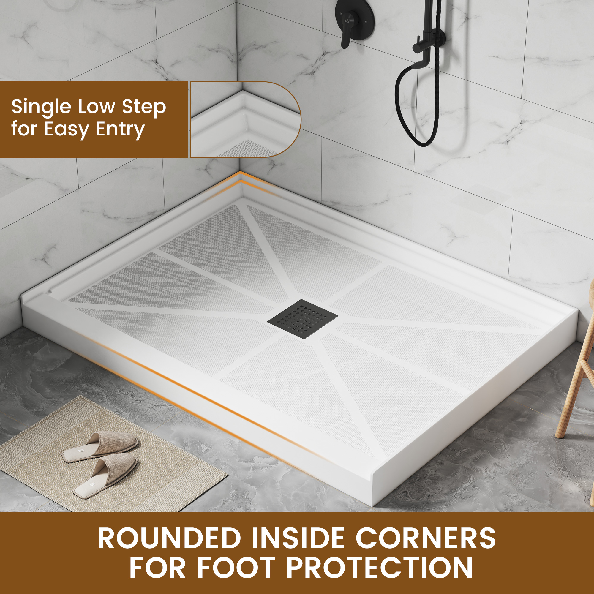 Woodbridge 48 X 48 Shower Base With Bench Outdoor Shower Enclosure