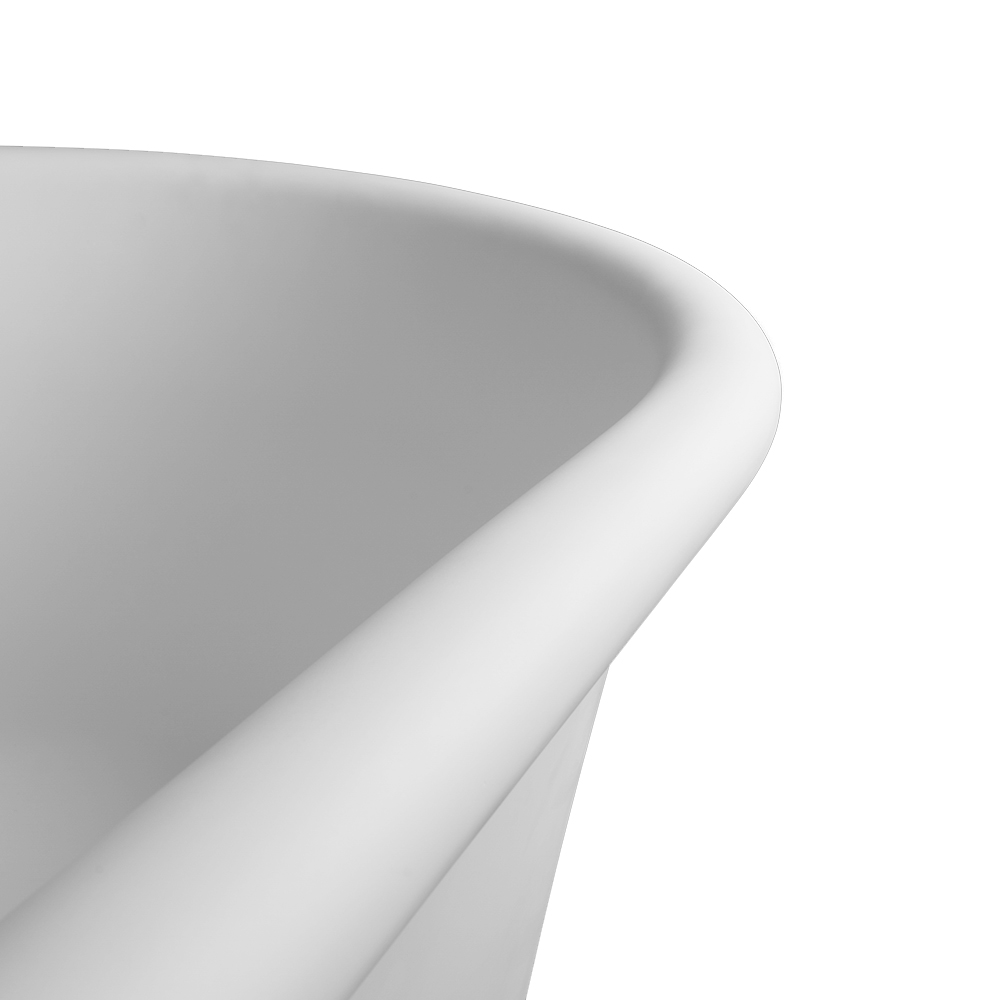 61" Hand-Polished Matte White Freestanding Bathtub with Pedestal Base