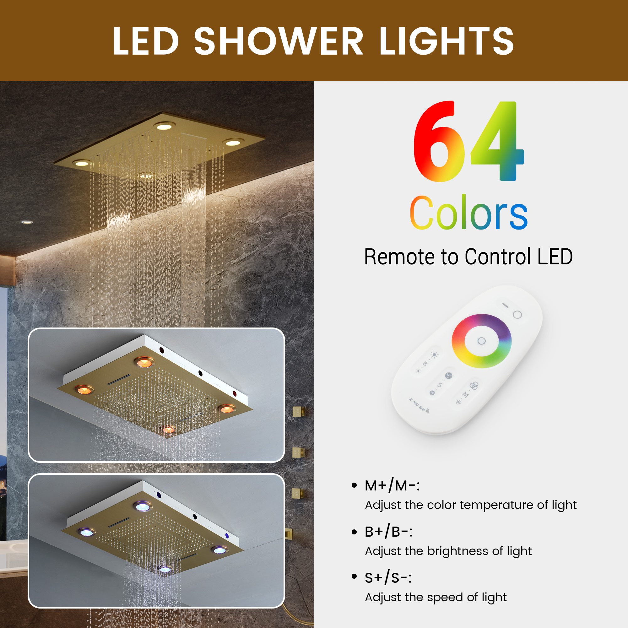 32*24-inch Luxury Shower System with Body Jets & LED Lights