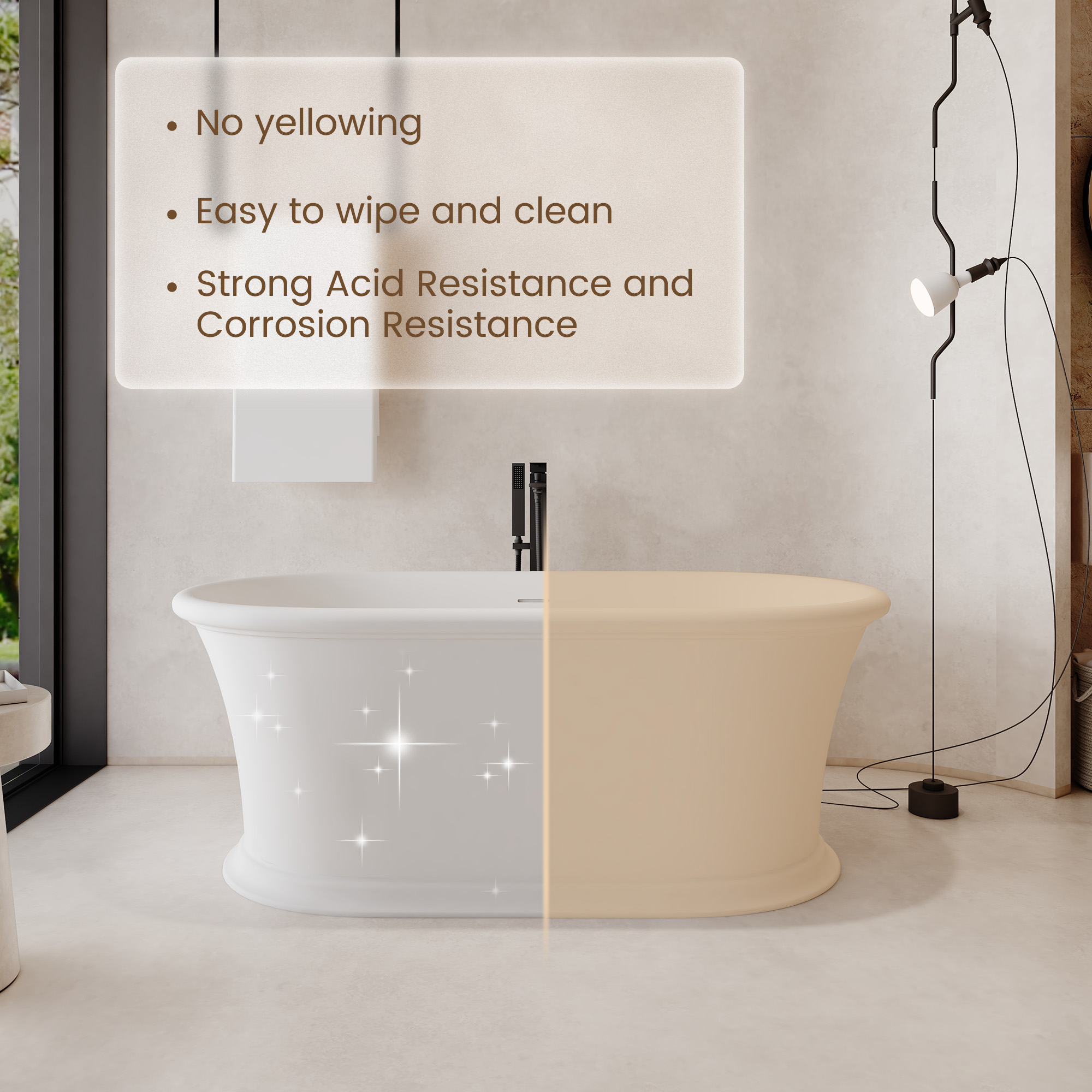 61" Hand-Polished Matte White Freestanding Bathtub with Pedestal Base