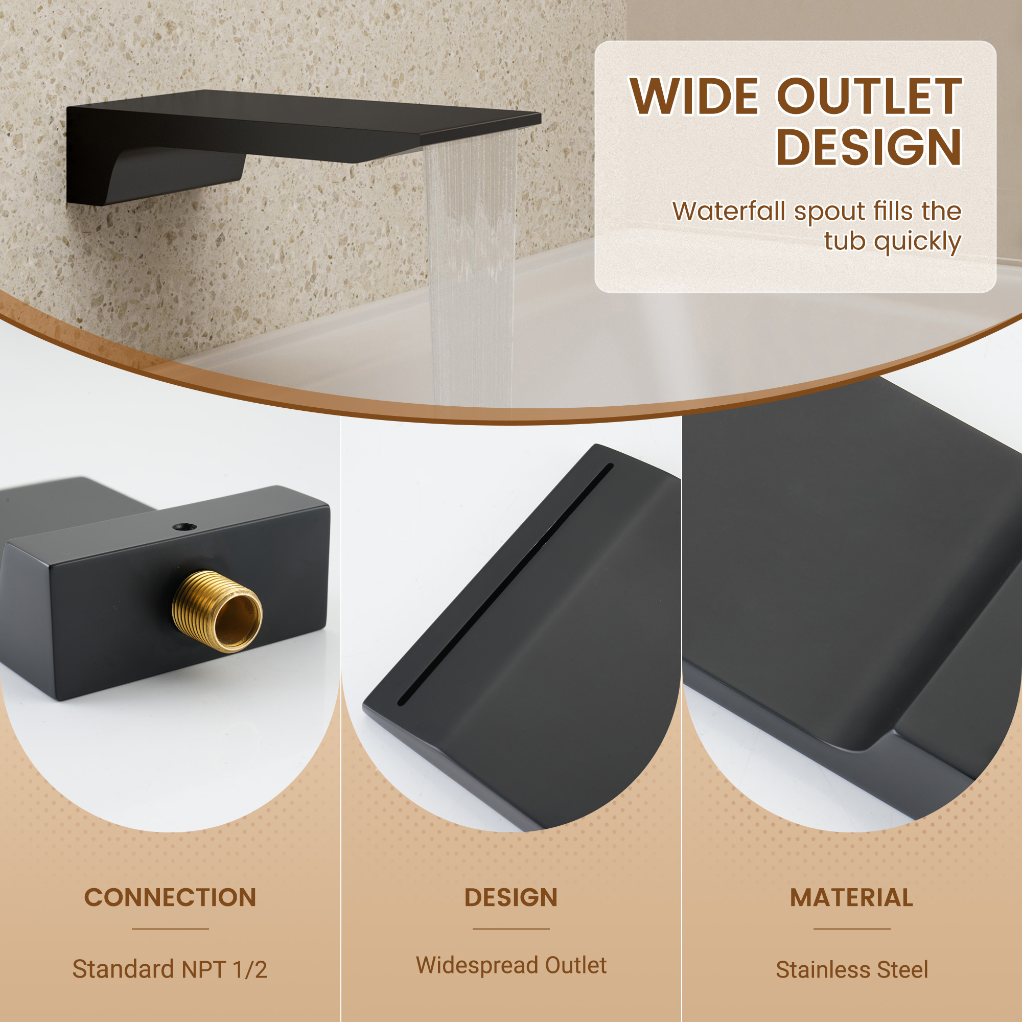 12-inch 4-Function Dual Shower Head System with Tub Spout