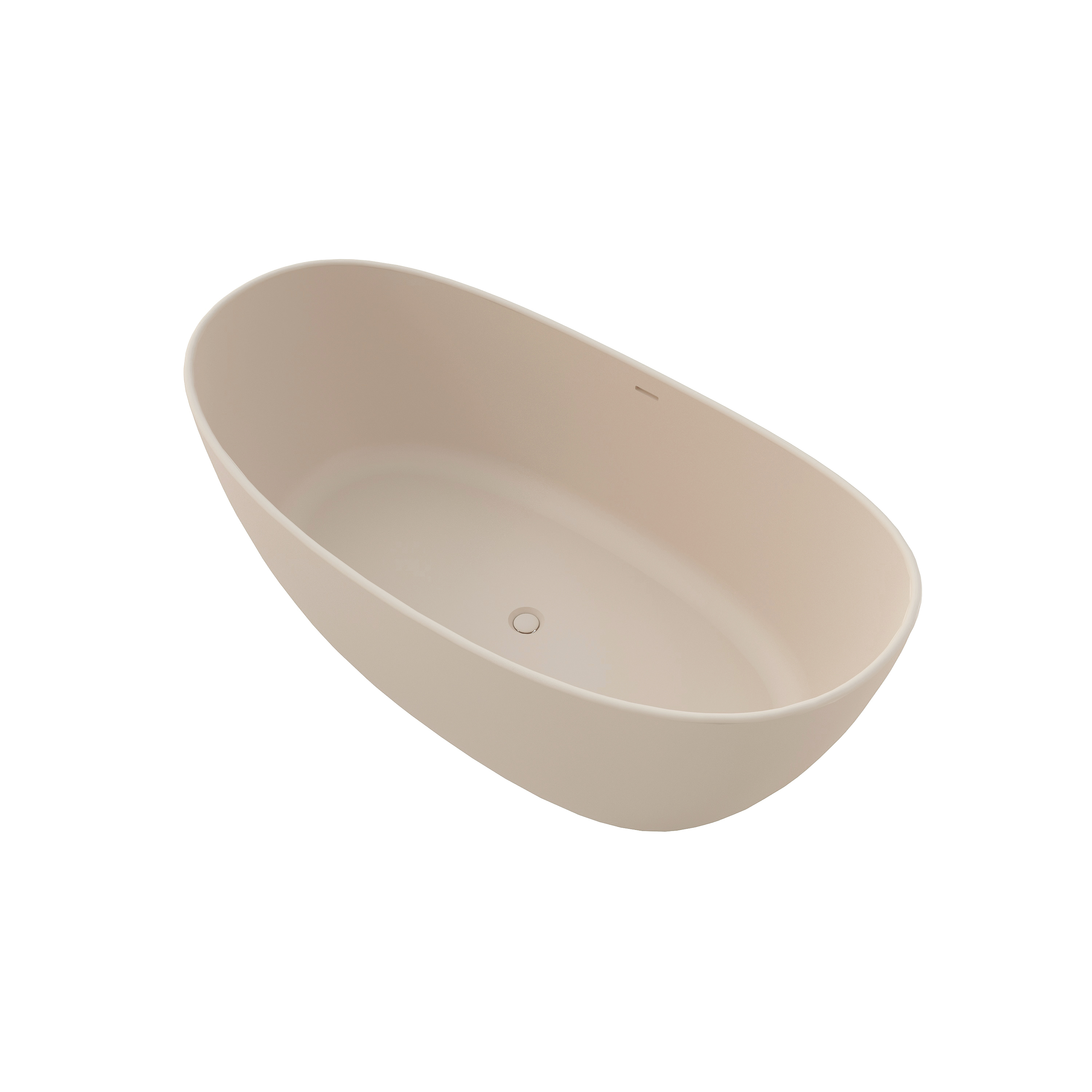 65" Double-Ended Freestanding Solid Surface Bathtub with Modern Cream-Style Soaking