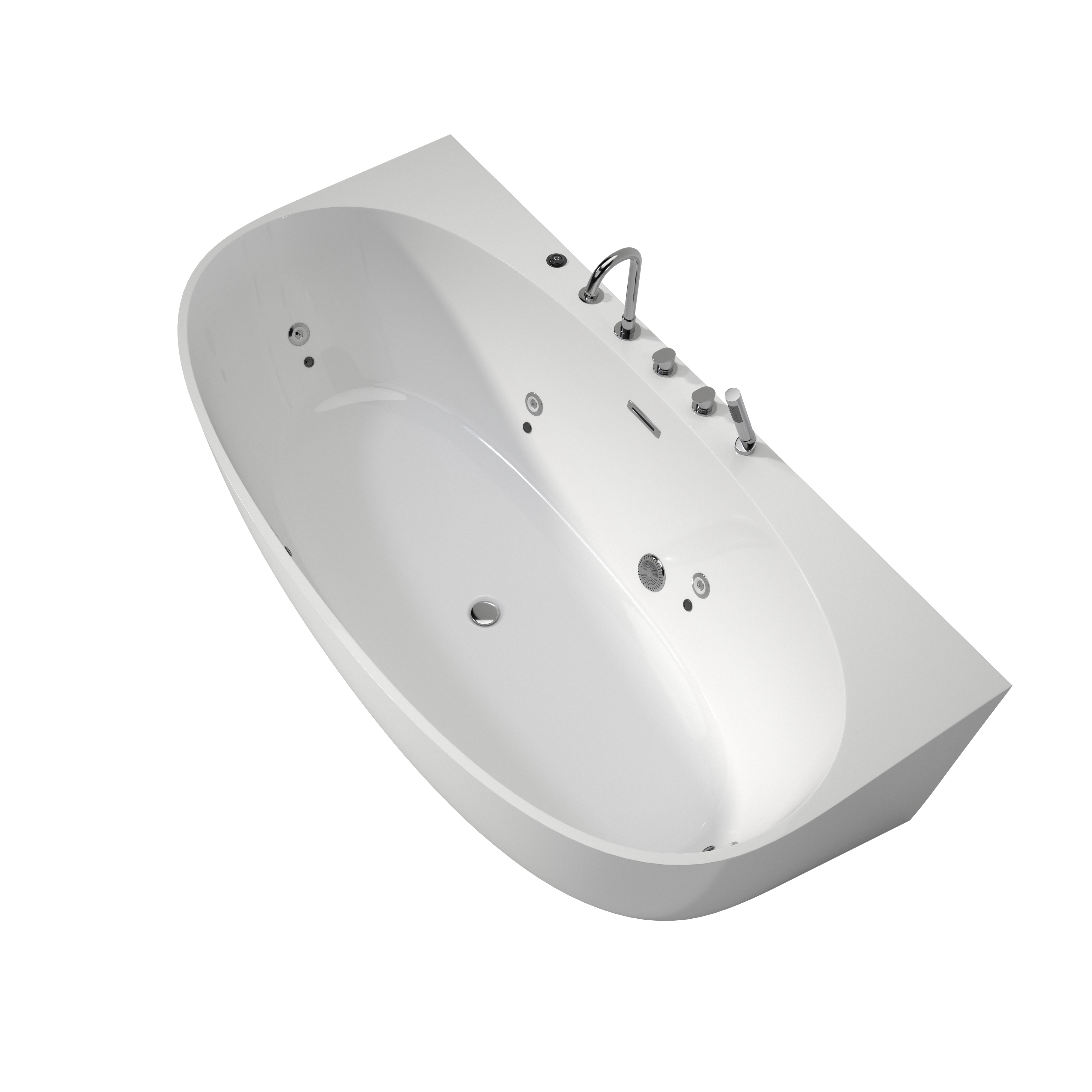 67" Freestanding Whirlpool Bathtub with 6 Hydro Jets & LED Mood Lighting