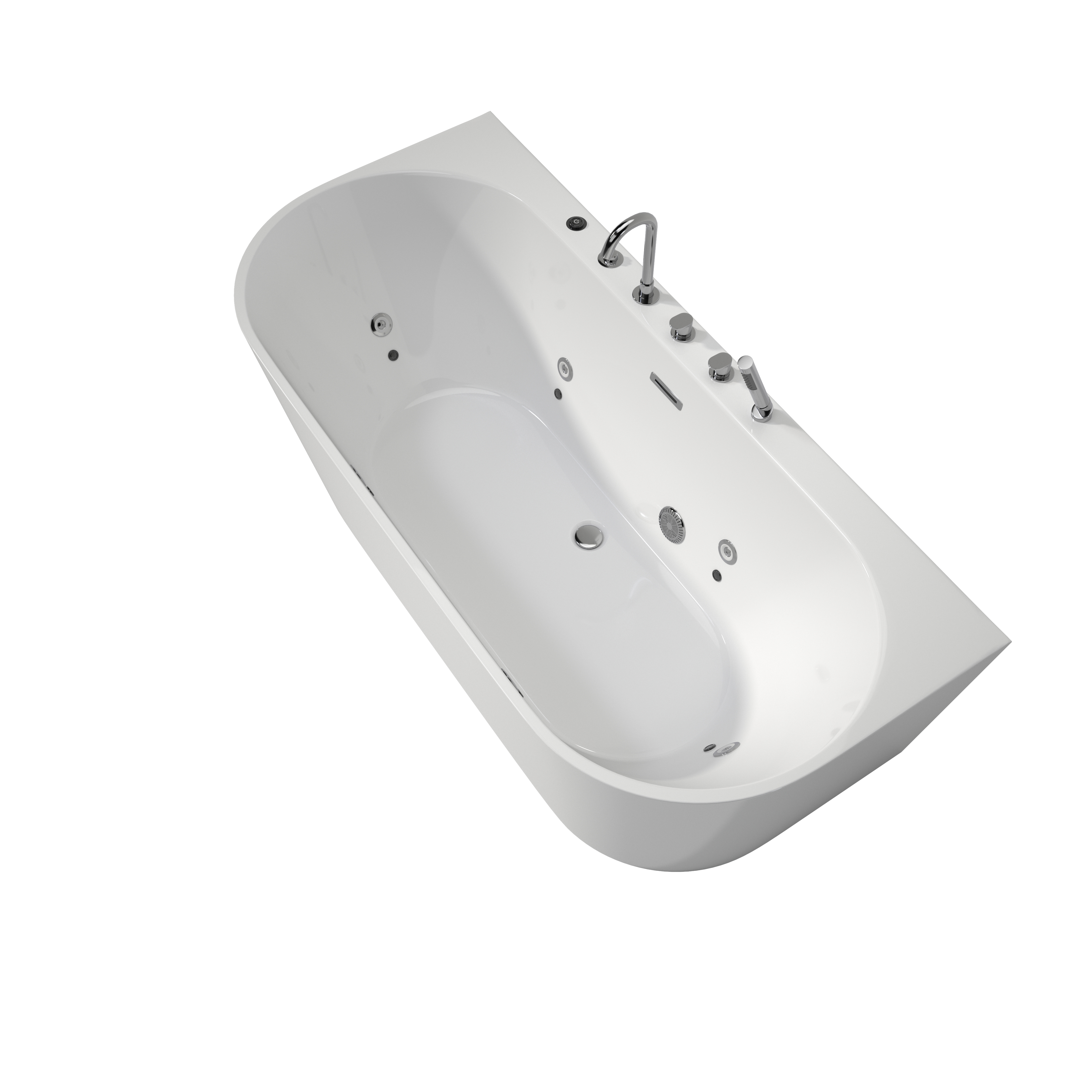 63" Acrylic Freestanding Whirlpool Bathtub with 6 Jets and 7-Color LED Light