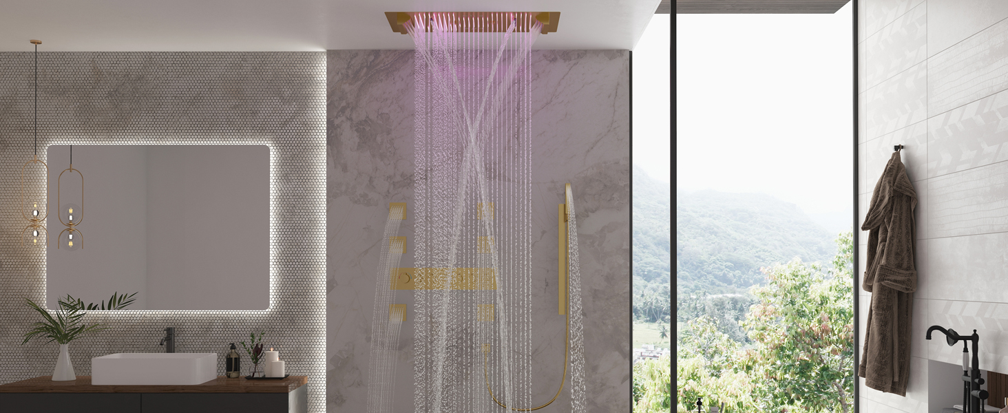 LED Shower System with Body Sprays