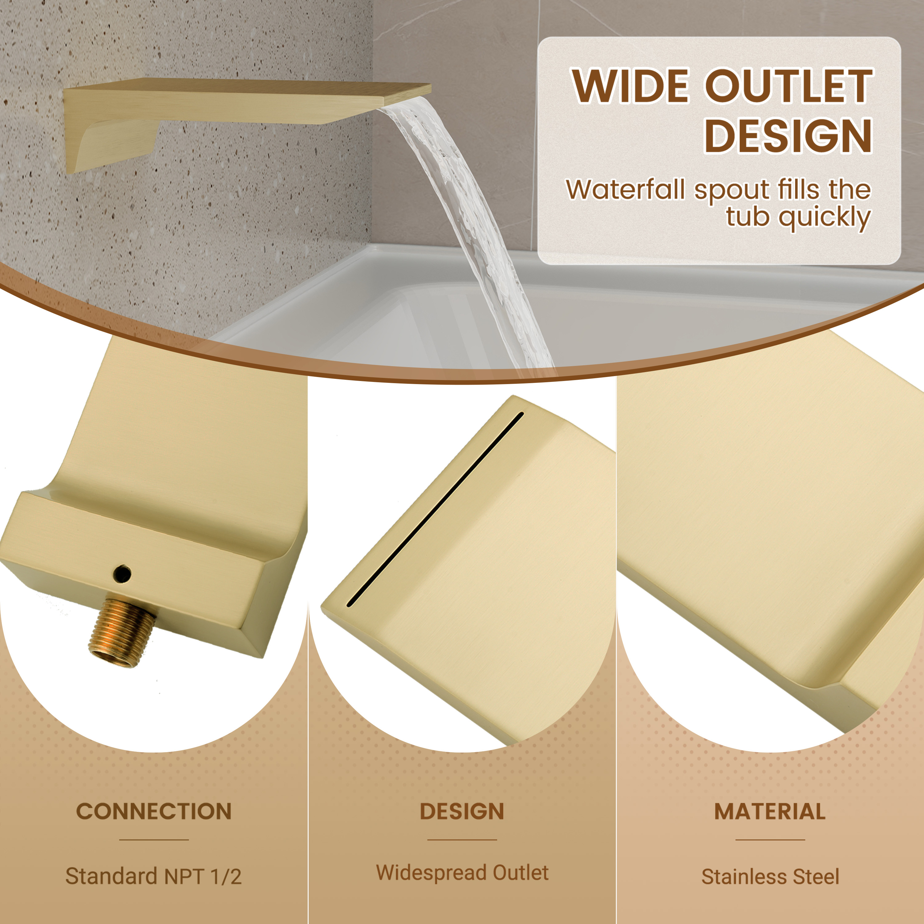 12" 4-Function Dual Shower Head System with Tub Spout