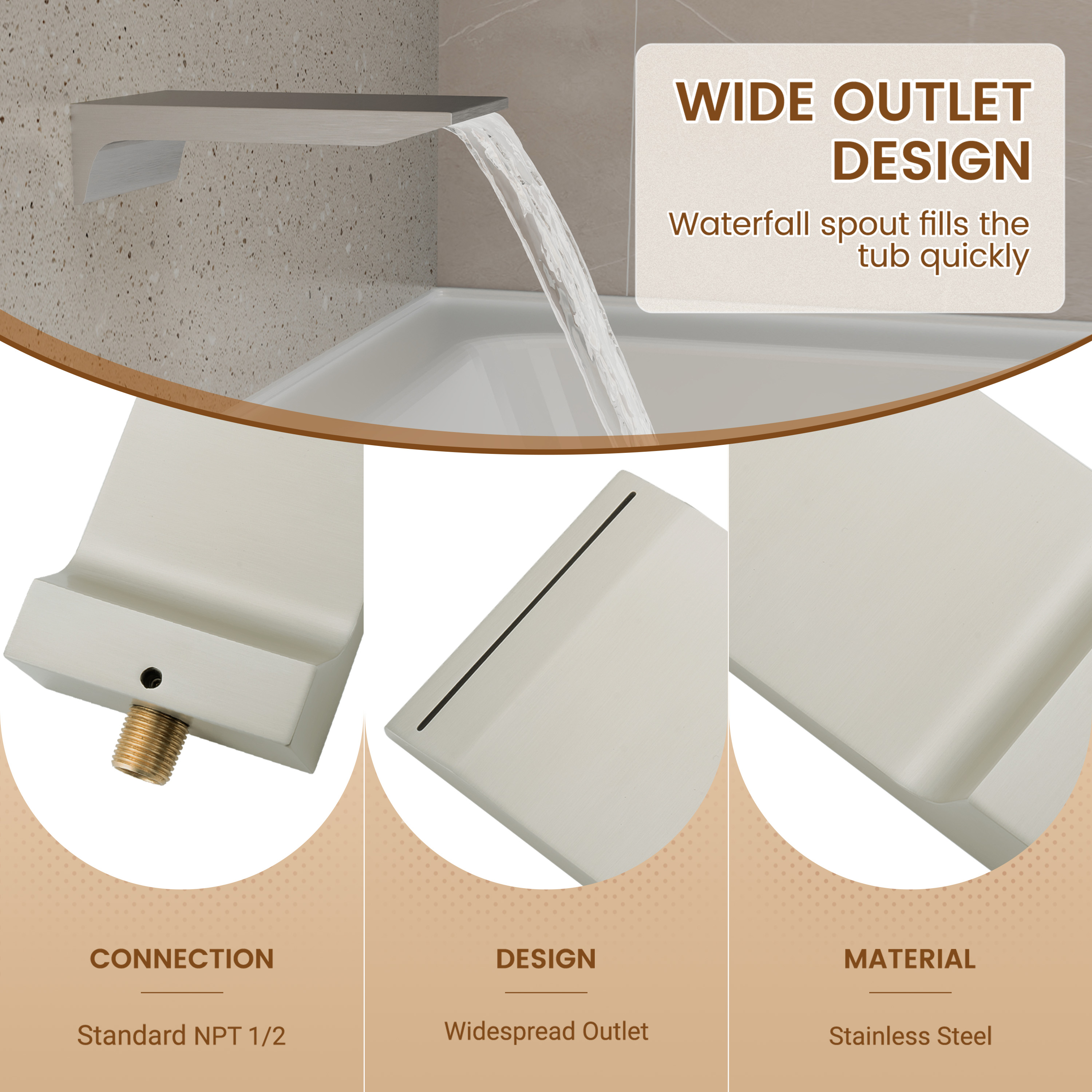 12" 4-Function Dual Shower Head System with Tub Spout