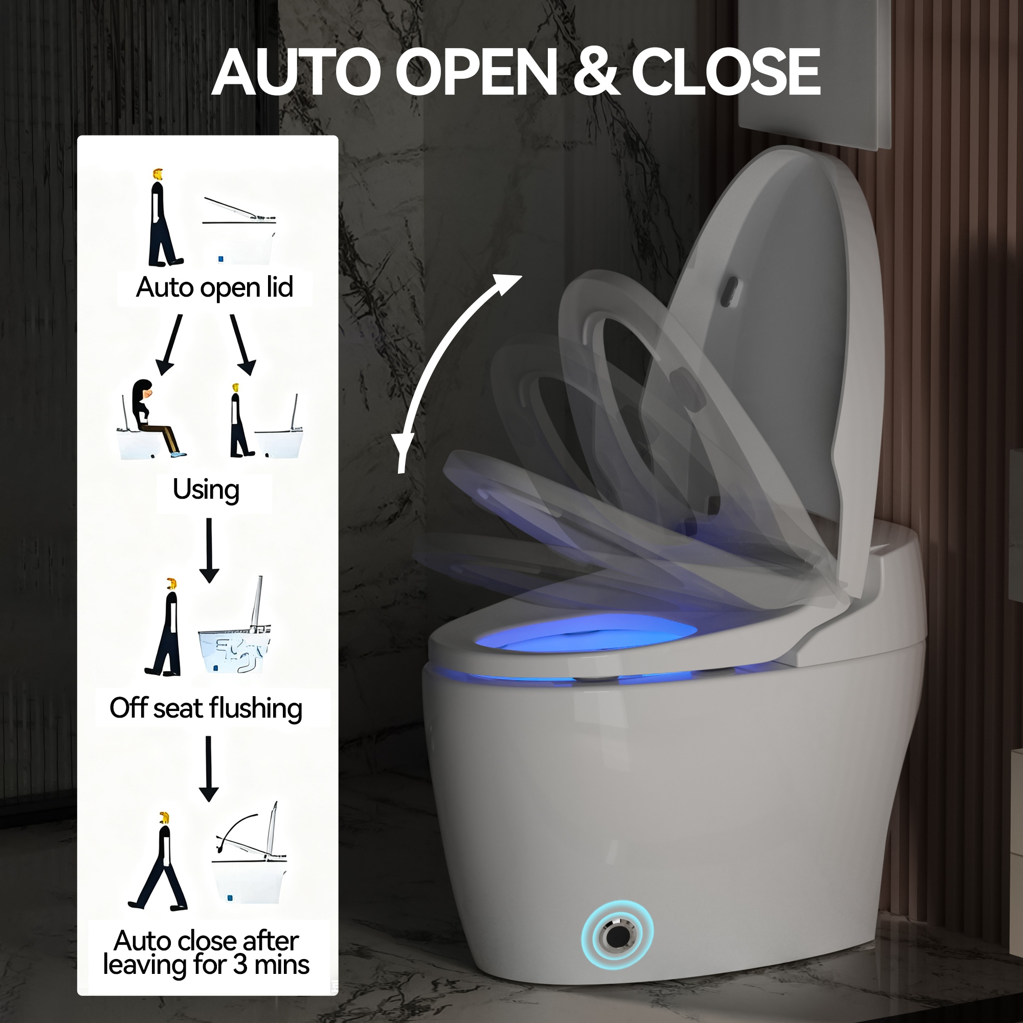 Advanced Smart Toilet with Heated Seat, Warm Bidet & Dryer