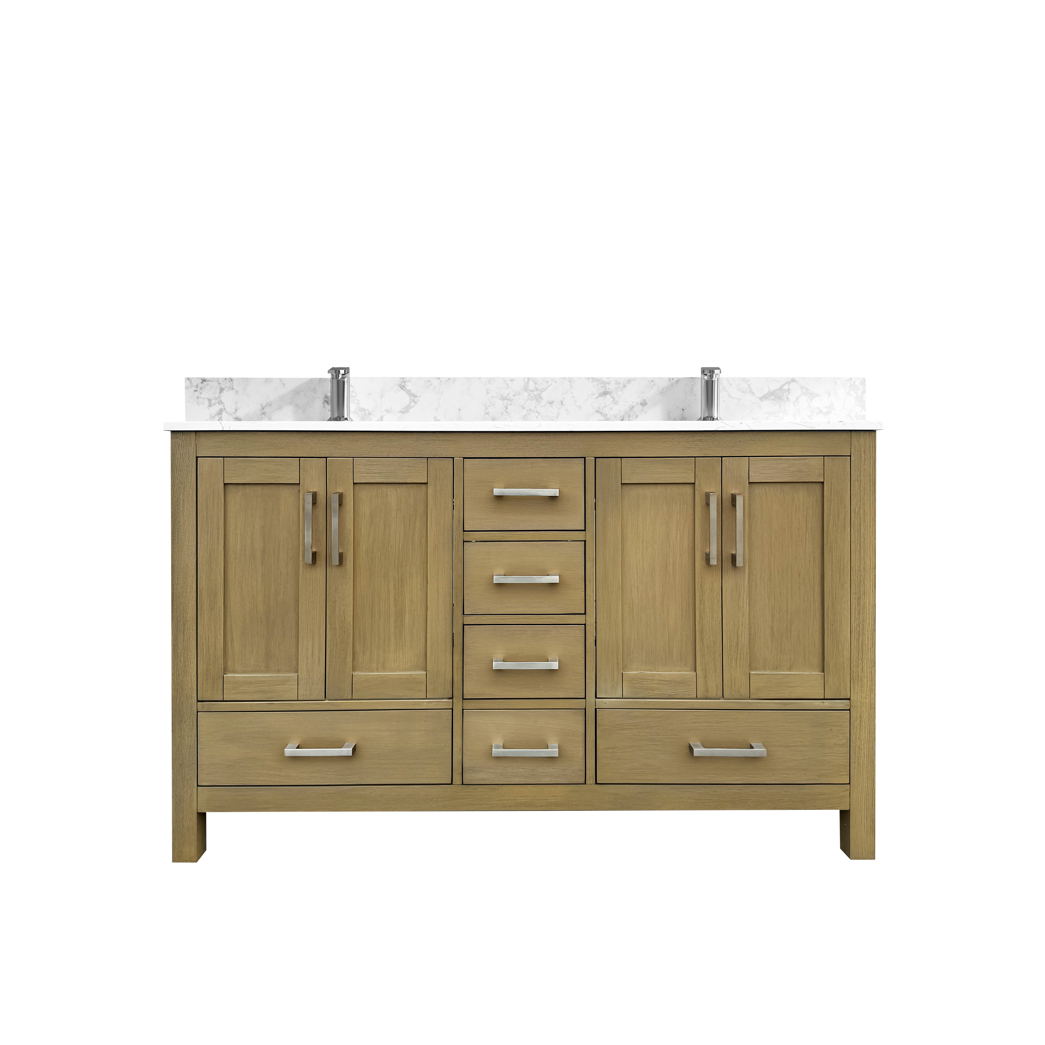 42"/55"/60"/72"/84" Warm Oak Freestanding Bathroom Vanity with Solid Wood Construction