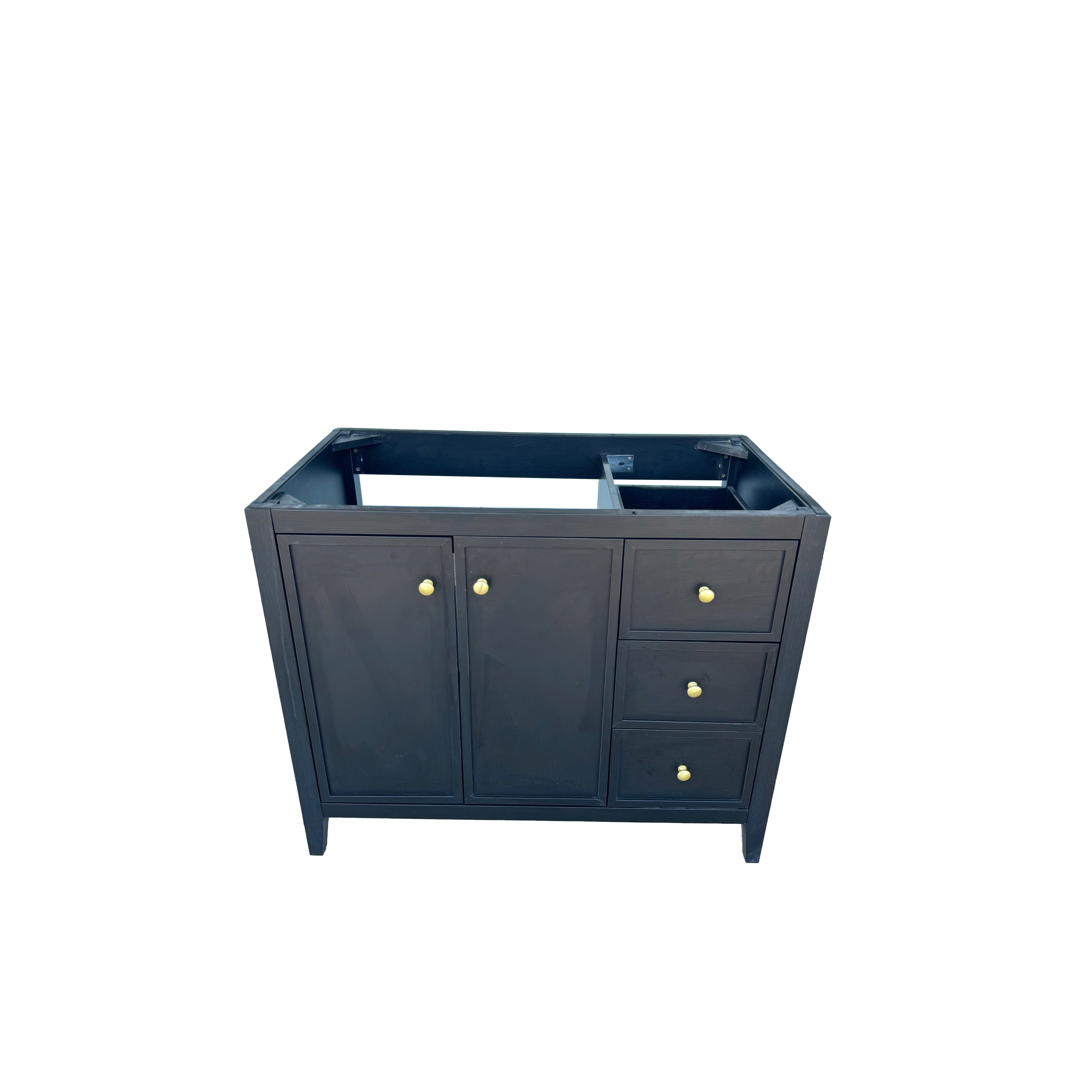 42" Matte Black Bathroom Vanity with Single Sink & Marble Top