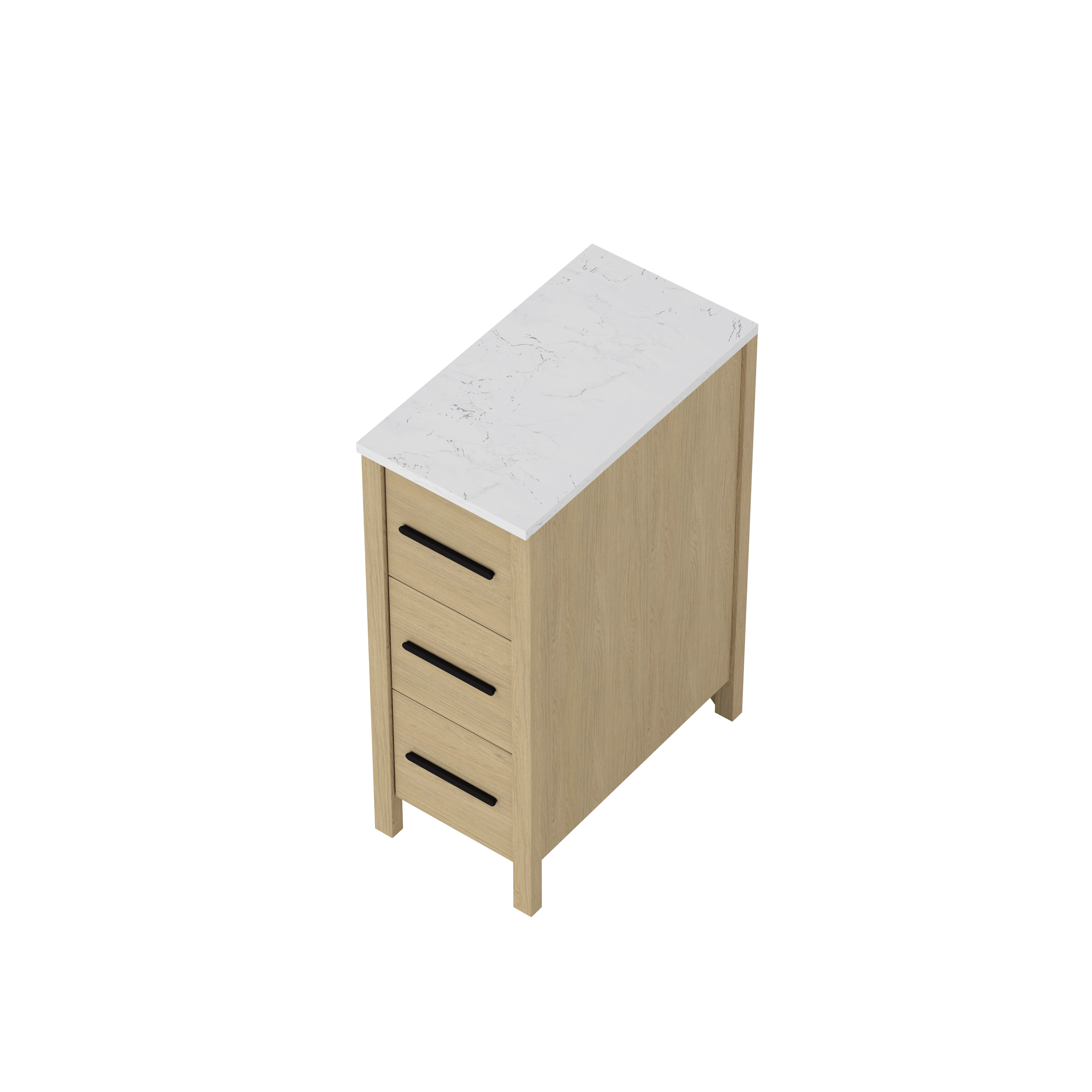 12" Corner Bathroom Vanity with Light Natural Wood & 3 Drawers