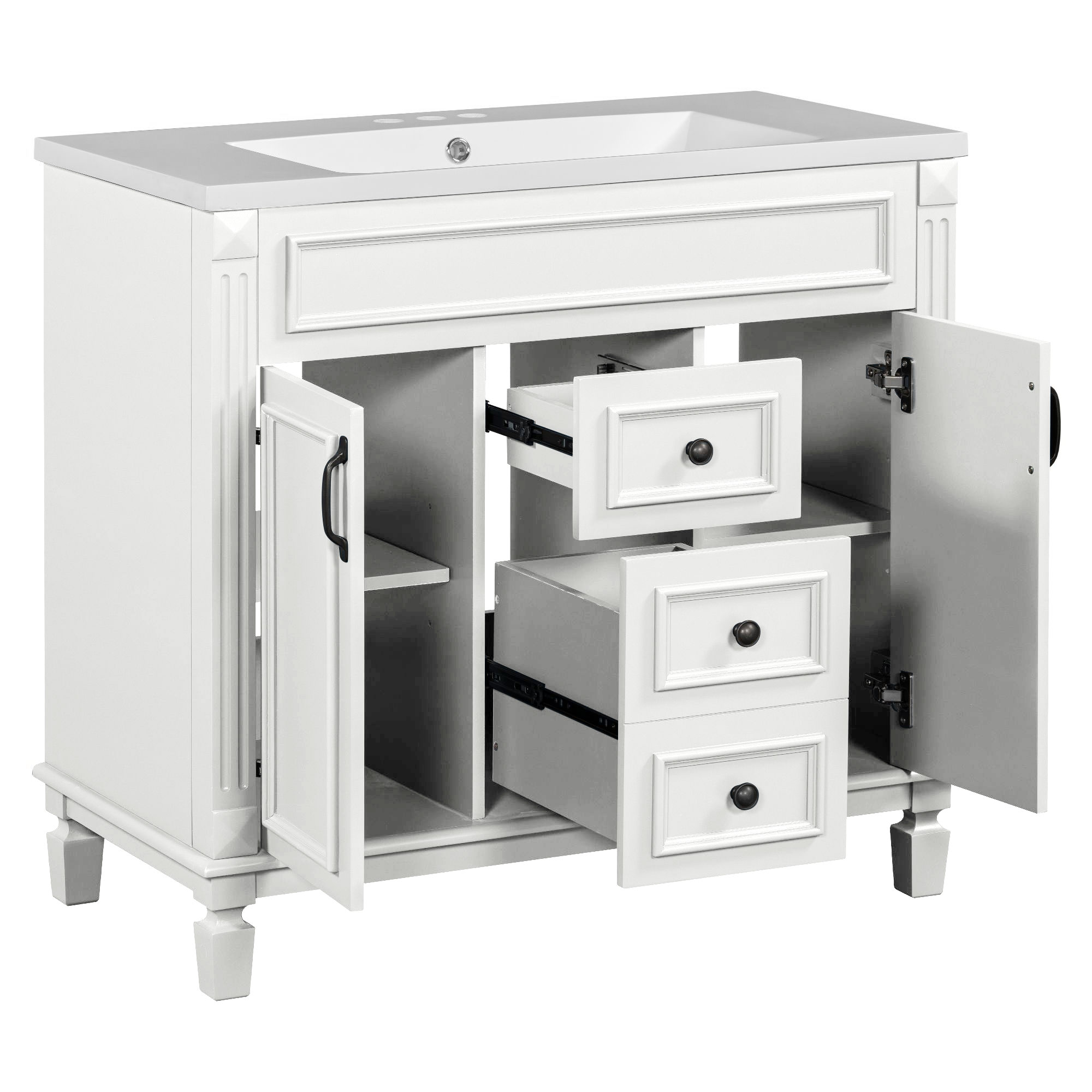 36'' Single Sink Freestanding Bathroom Vanity with 2 Soft Closing Doors and 2 Drawers