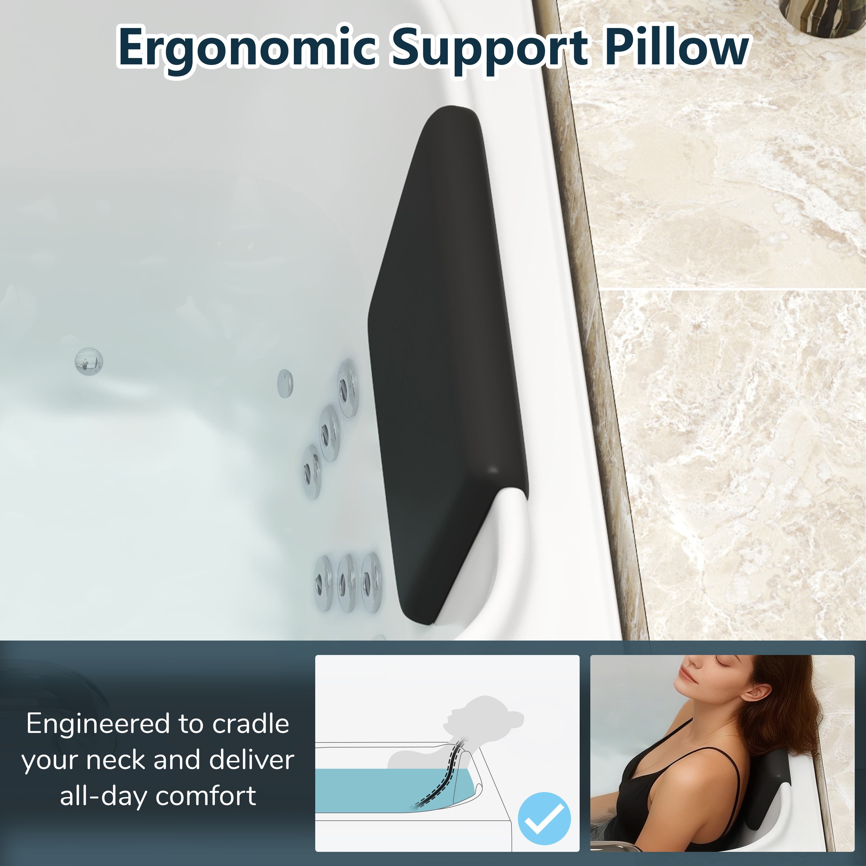 52" Walk-In Whirlpool Bathtub with Hydro-Air Massage, Heater & Ozone Sanitization