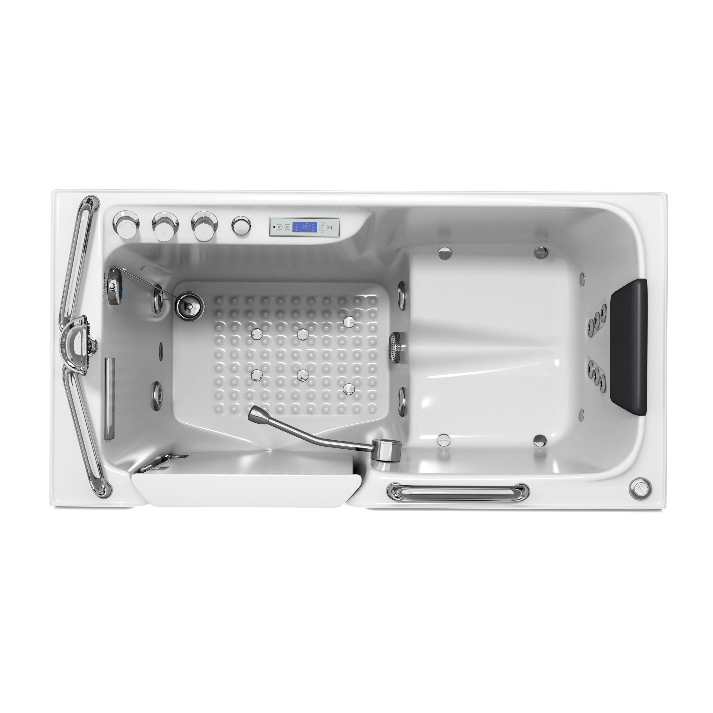 52" Walk-In Whirlpool Bathtub with Hydro-Air Massage, Heater & Ozone Sanitization