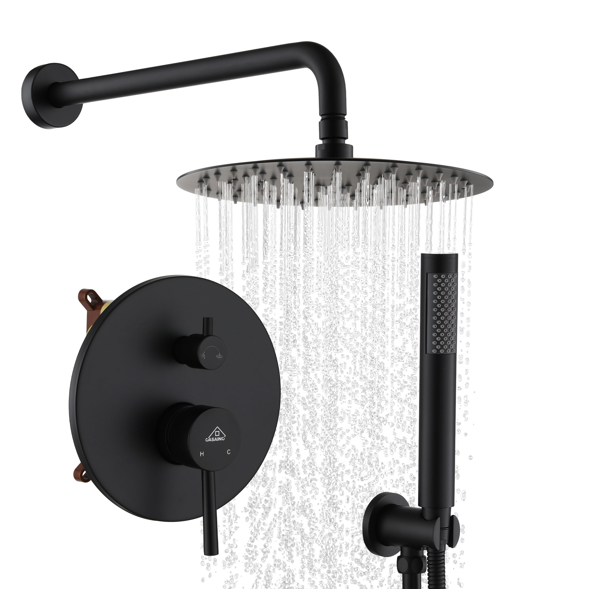 10" Wall Mount Water Saving Rain Shower Head System with Handheld