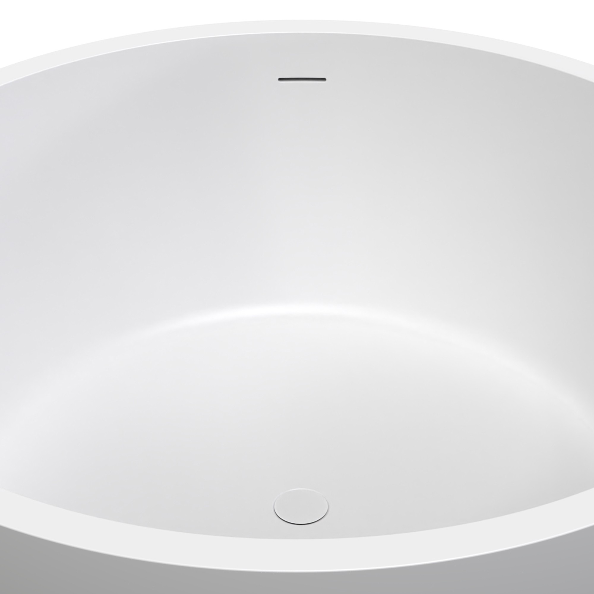 53" Freestanding Solid Surface Soaking Bathtub with 4" Wide Rim