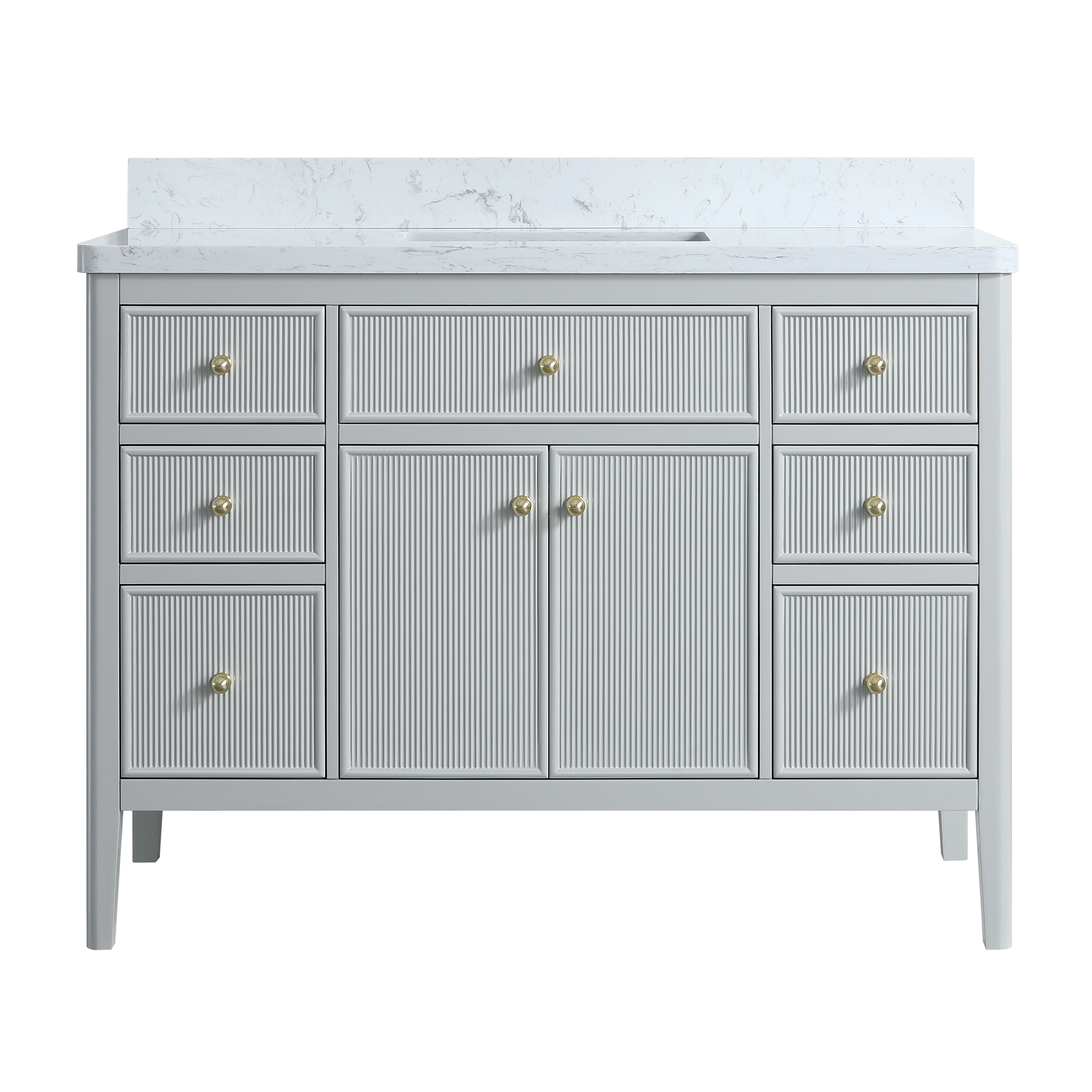 30"/36"/48" Freestanding Single Sink Bathroom Vanity with Solid Wood Construction & Marble Top