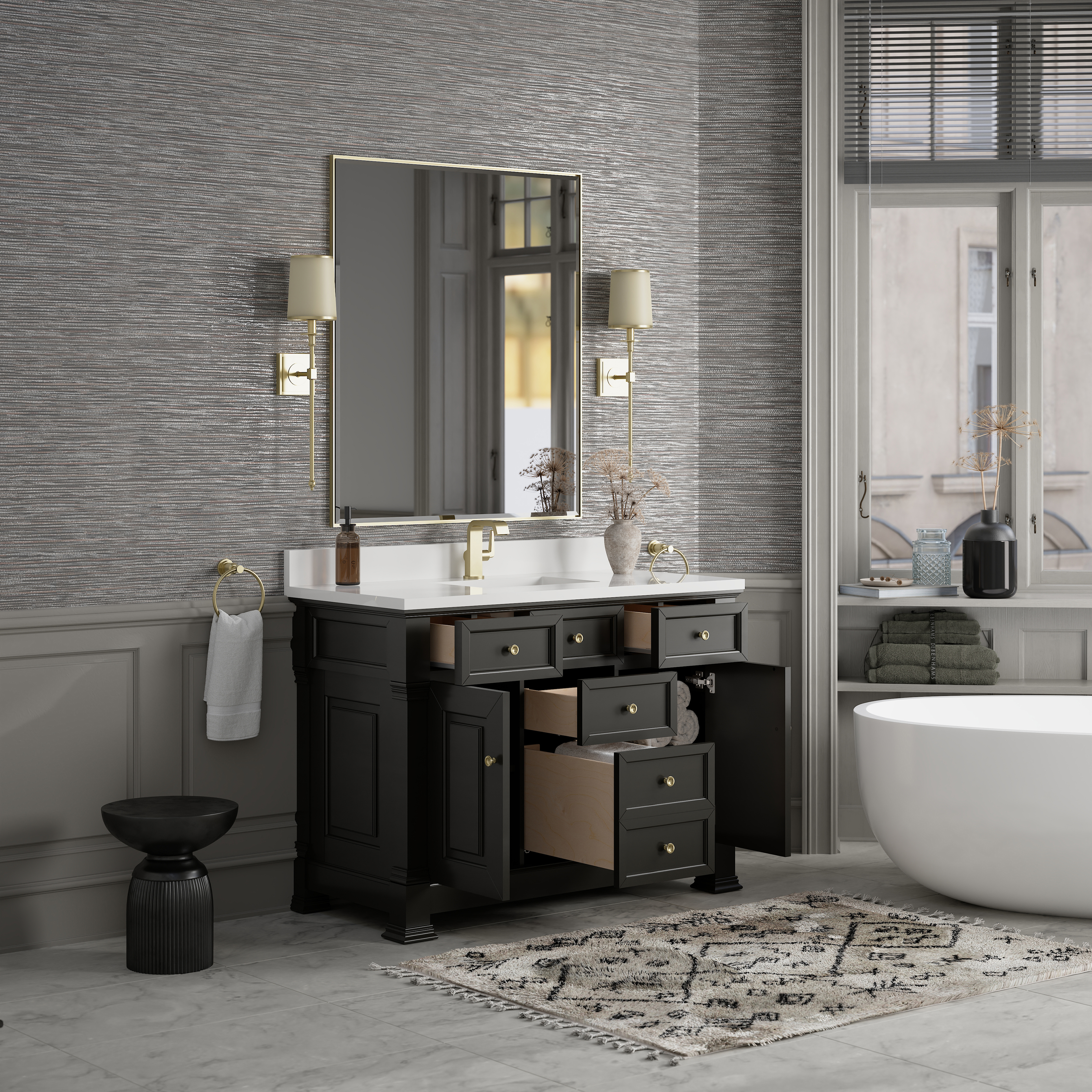 James Martin Brookfield 48" Single Vanity Cabinet with 2 Door Cabinets, Drawers & Shelves