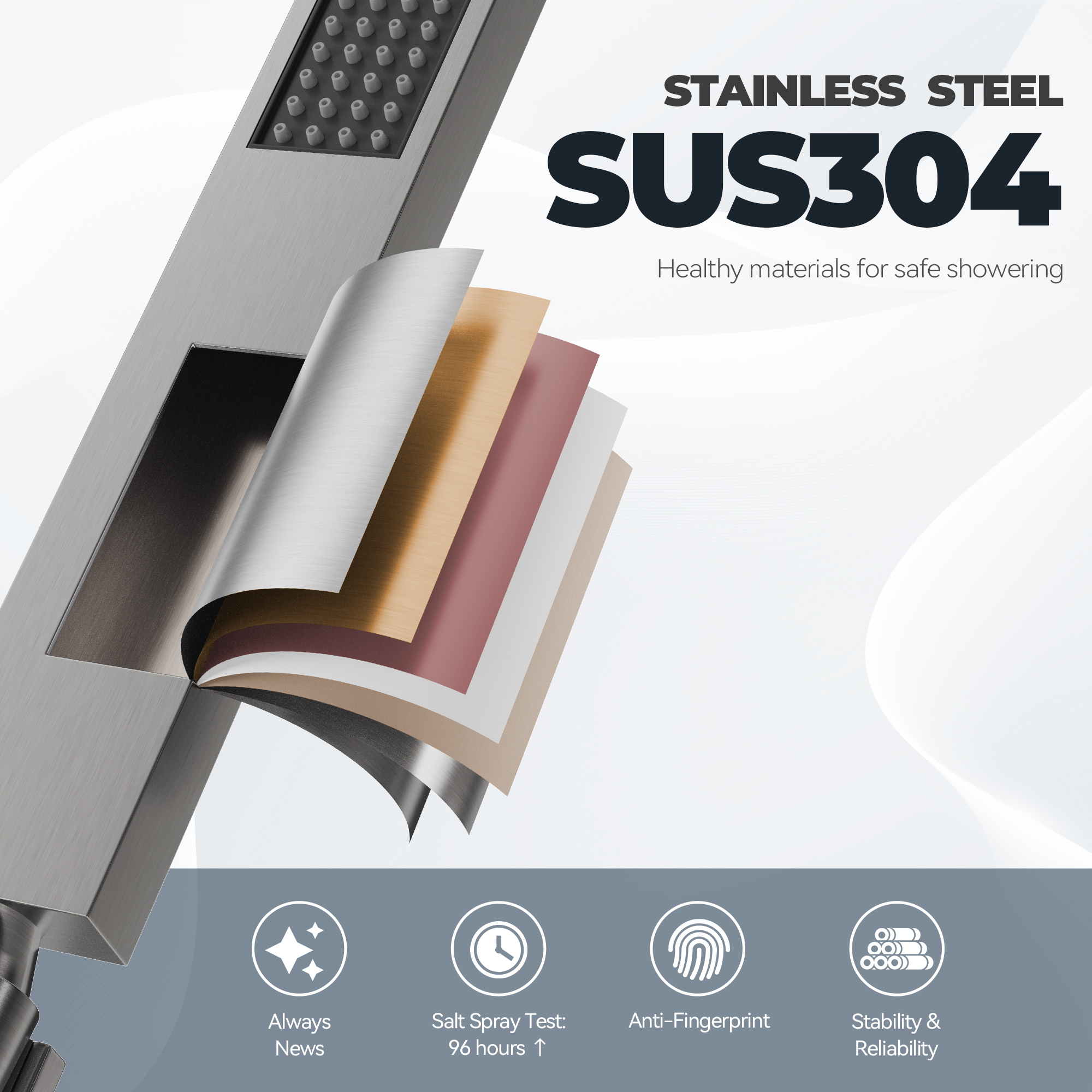 10" Wall Mounted Dual Shower Heads Shower System With Tub Spout 