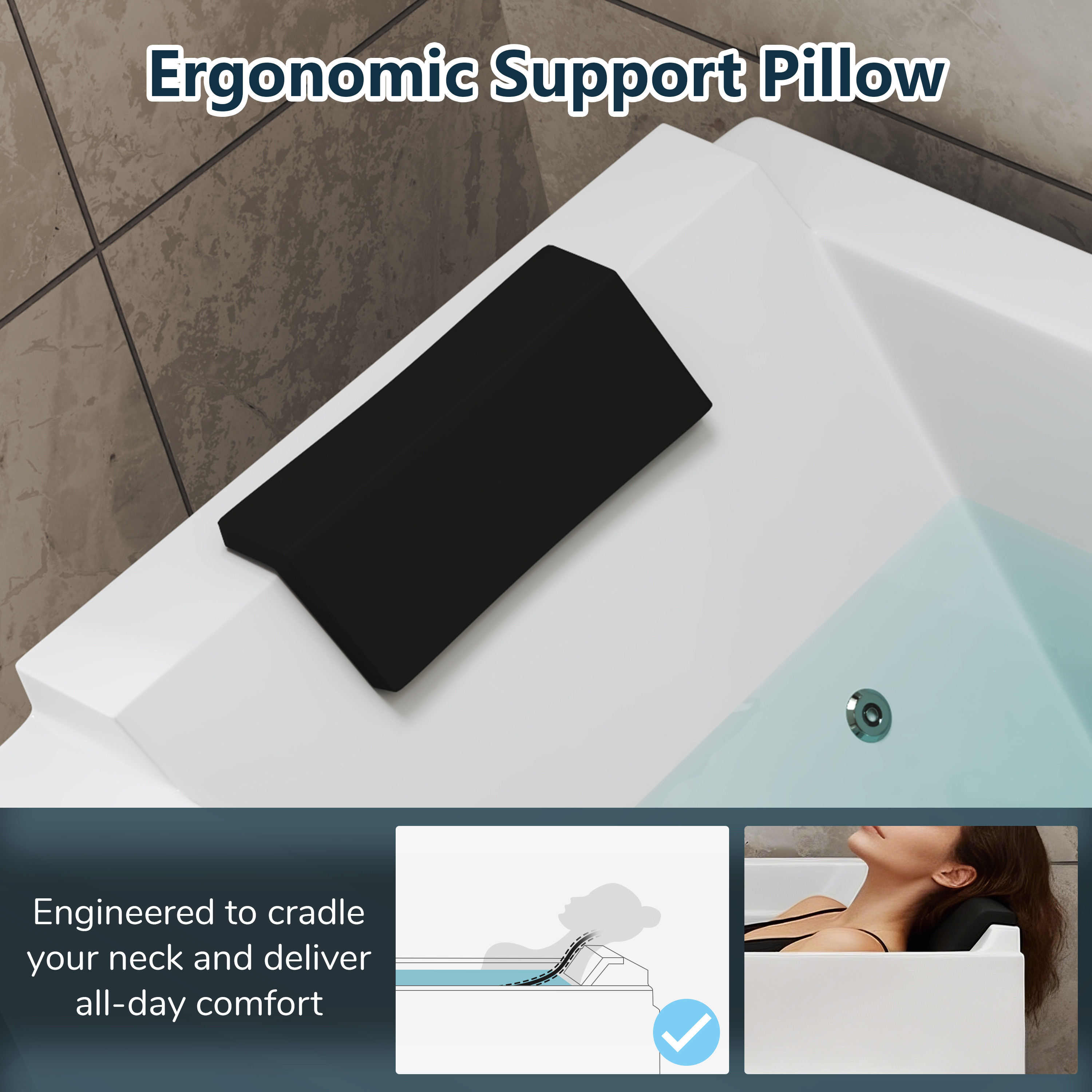 59" Freestanding Acrylic Hydro-Air Massage Bathtub with Dual LED Waterfall Inlets, Chromotherapy Lighting & Constant Temperature Heater