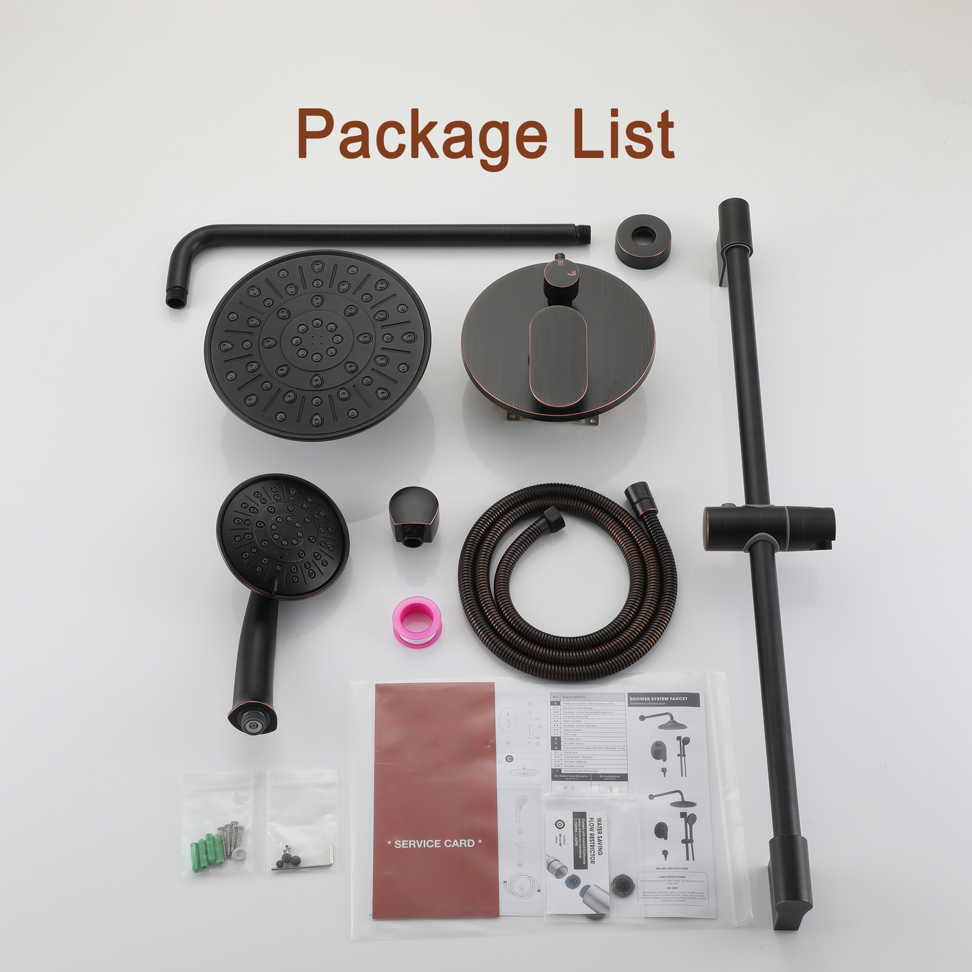 8-inch Rain Shower Head System with Pressure Balance Valve