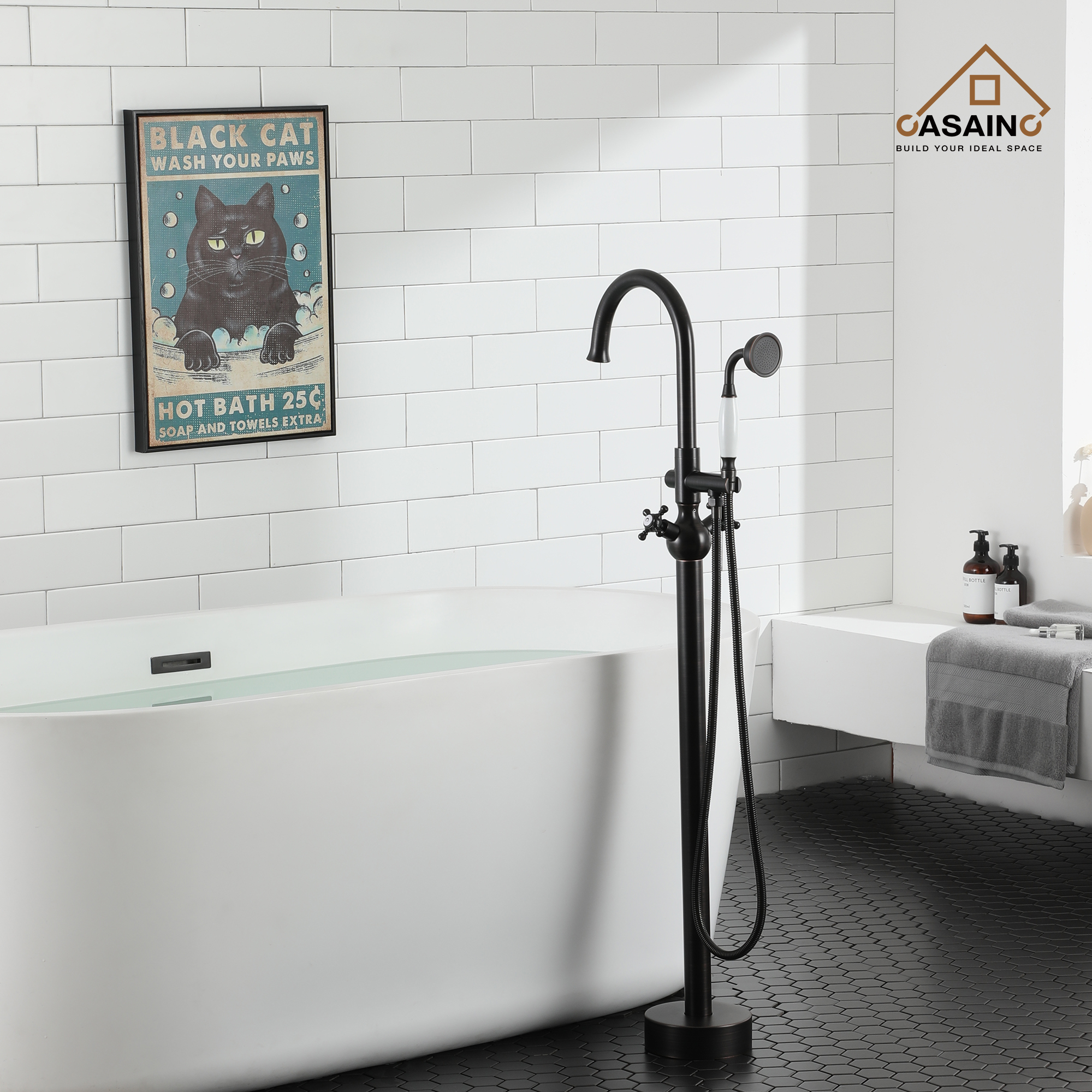 CASAINC Freestanding Bathtub Faucet with Hand Shower in Matte Black and More